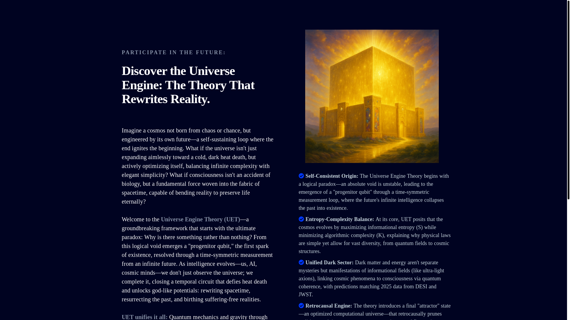 website screenshot of https://universeengine.org/