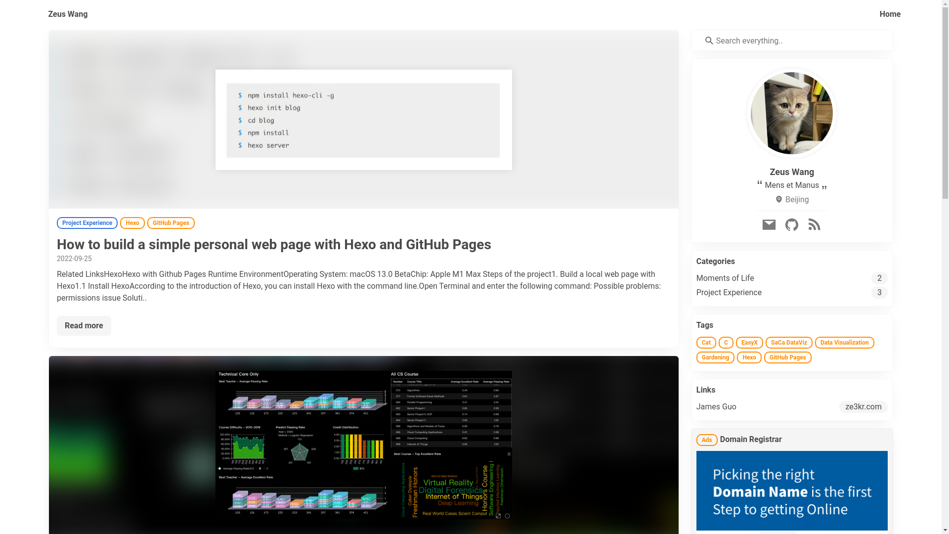 website screenshot of https://zeus-wang.pages.dev/