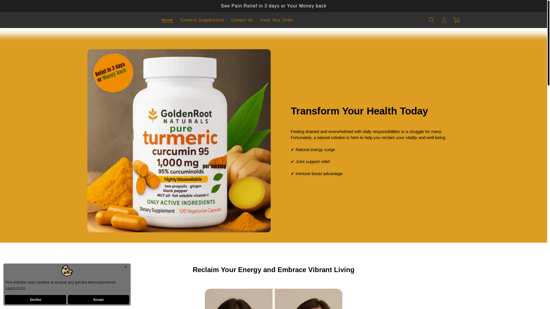 website screenshot of https://goldenrootnaturals.store/