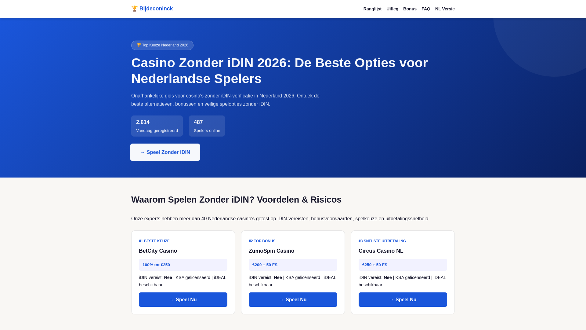 website screenshot of https://bijdeconinck-nl.pages.dev/