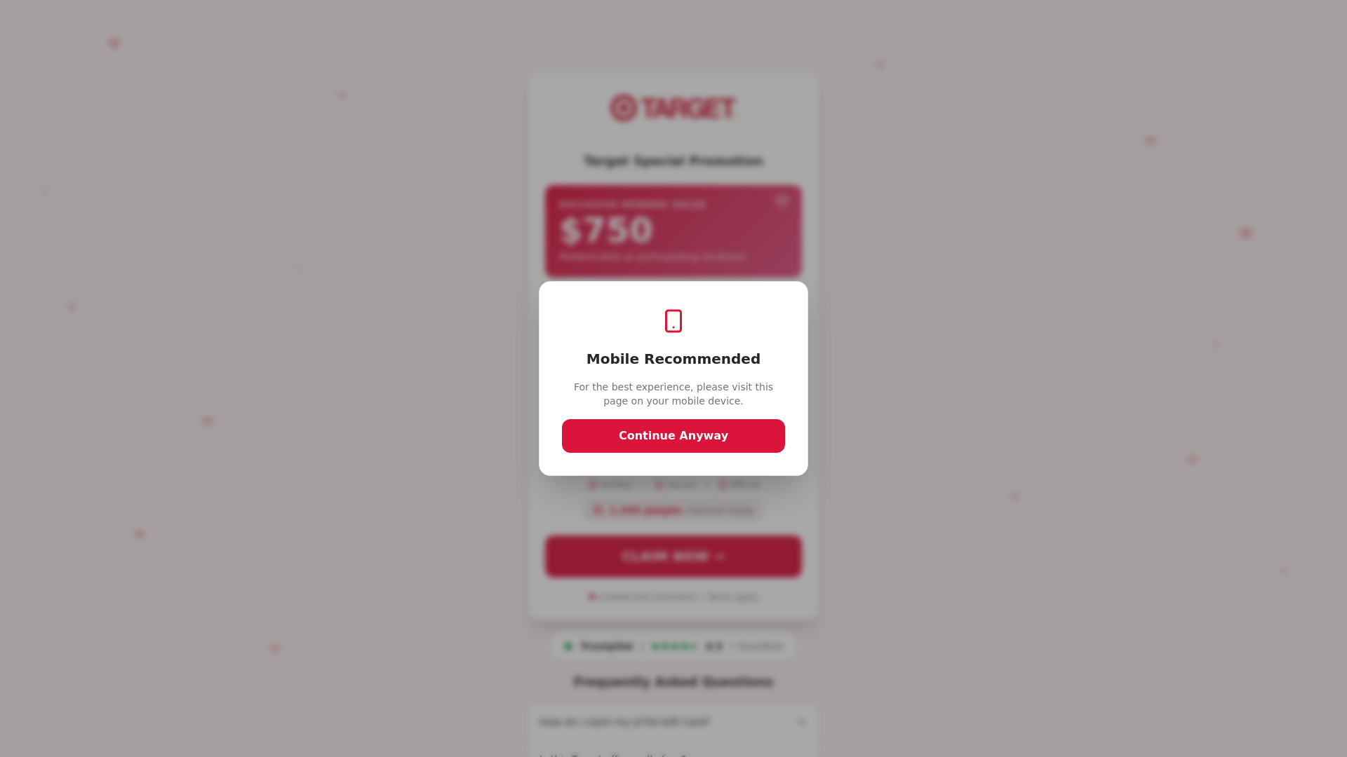 website screenshot of https://targiftclaim.com/