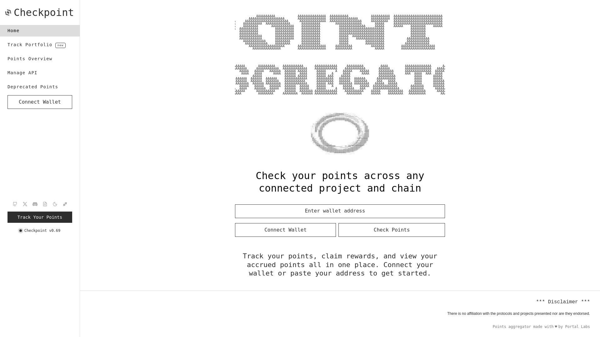 website screenshot of https://checkpoint.exchange/