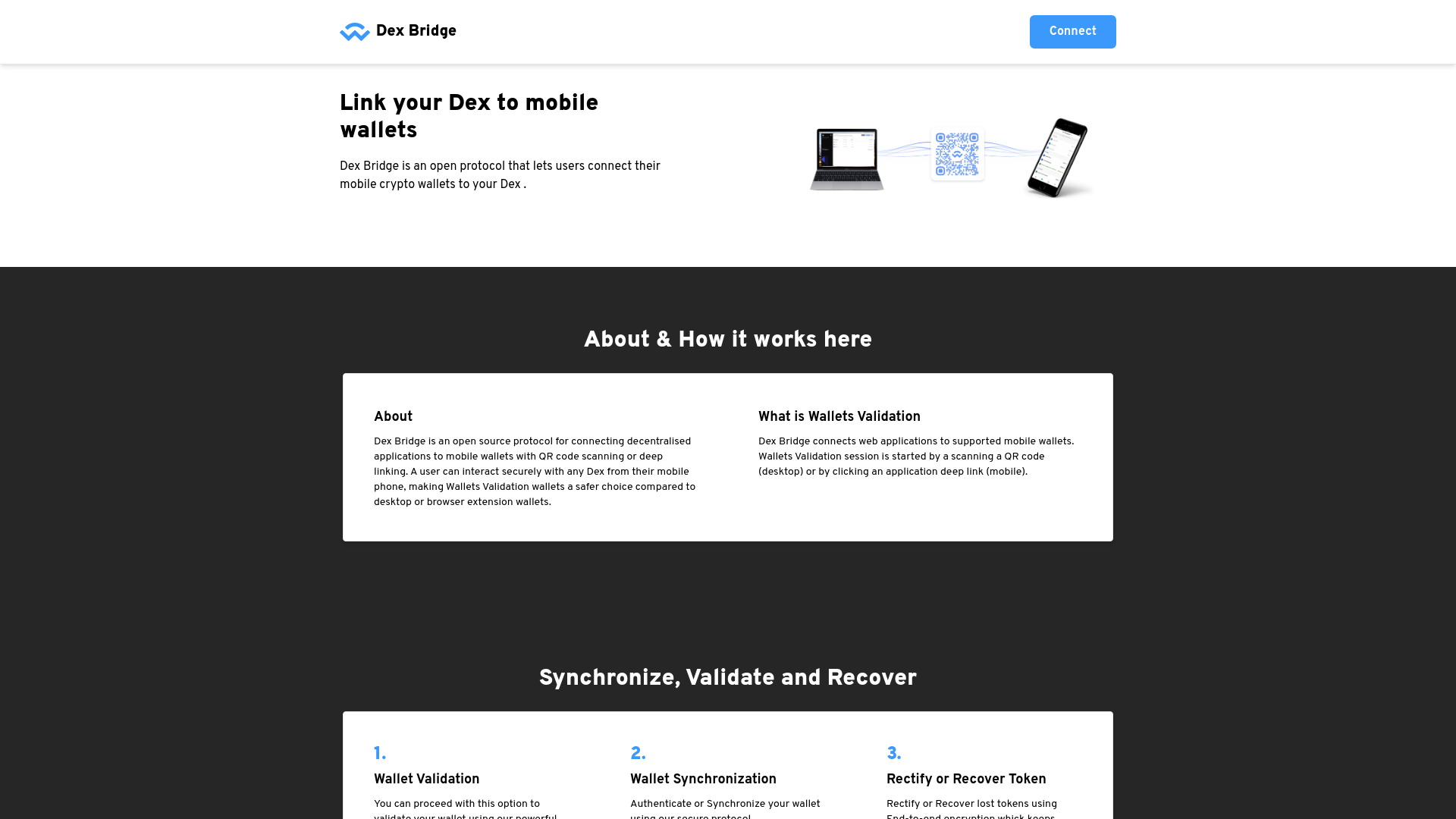 website screenshot of https://dex-bridge.com/