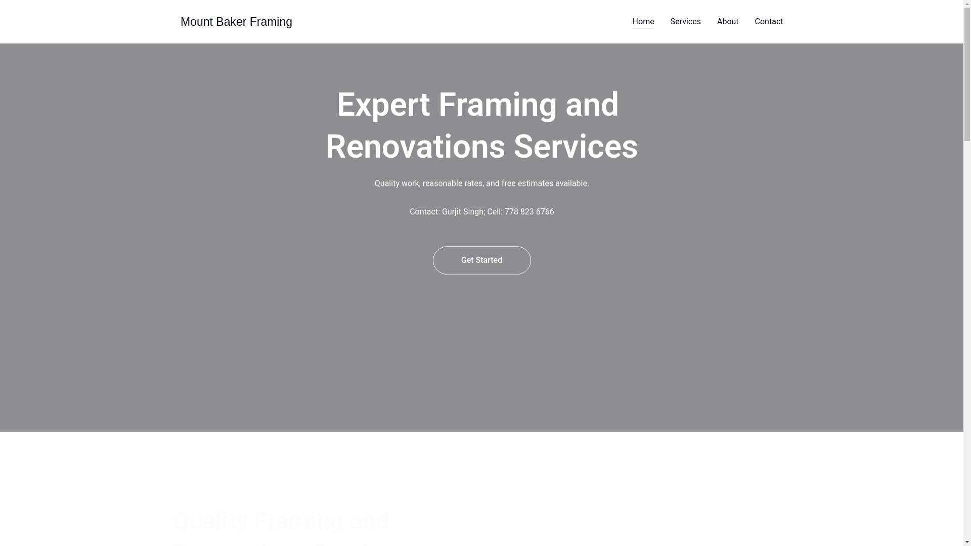 website screenshot of https://mountbakerframing.ca/