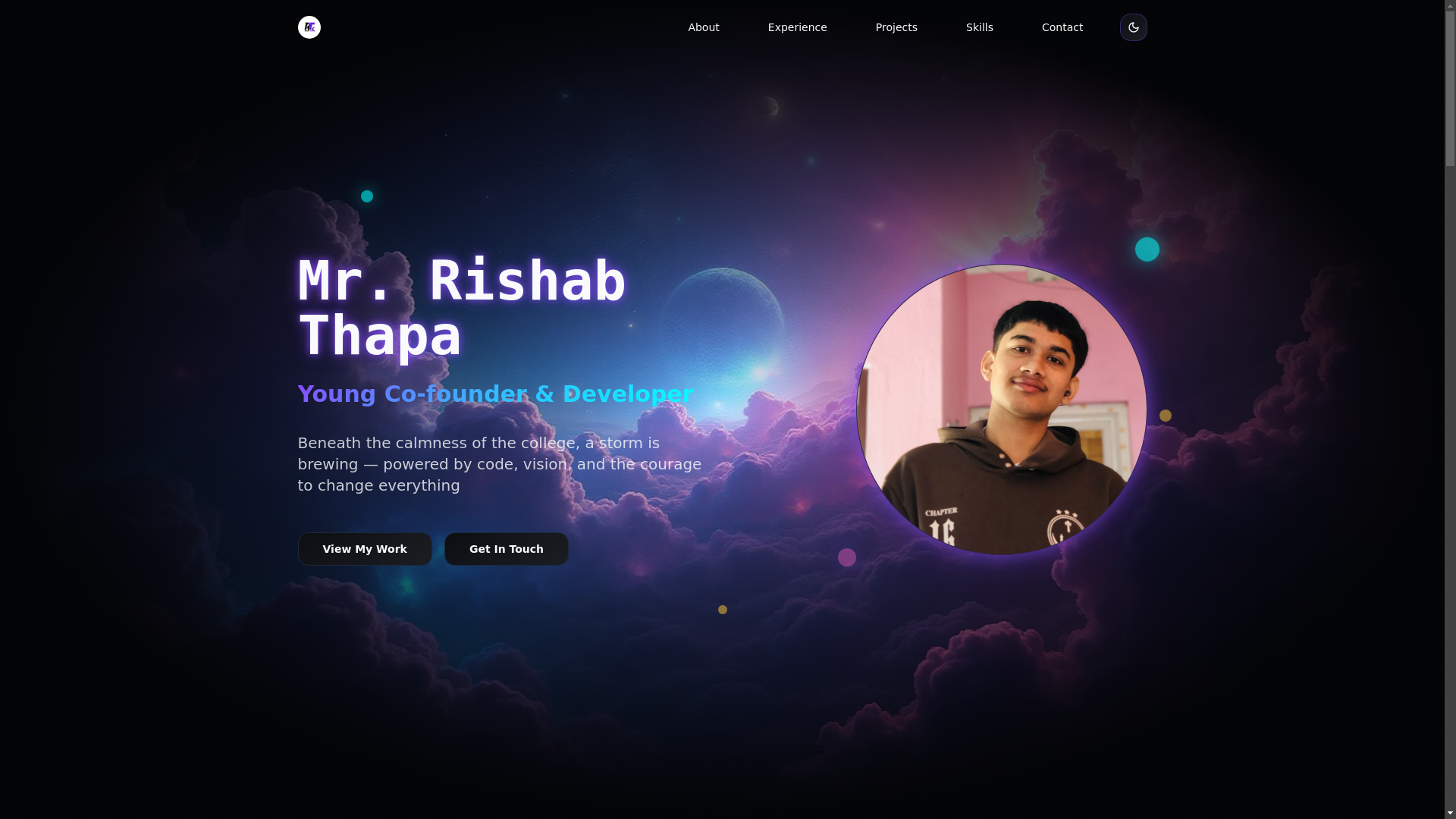 website screenshot of https://rishabthapa.pages.dev/