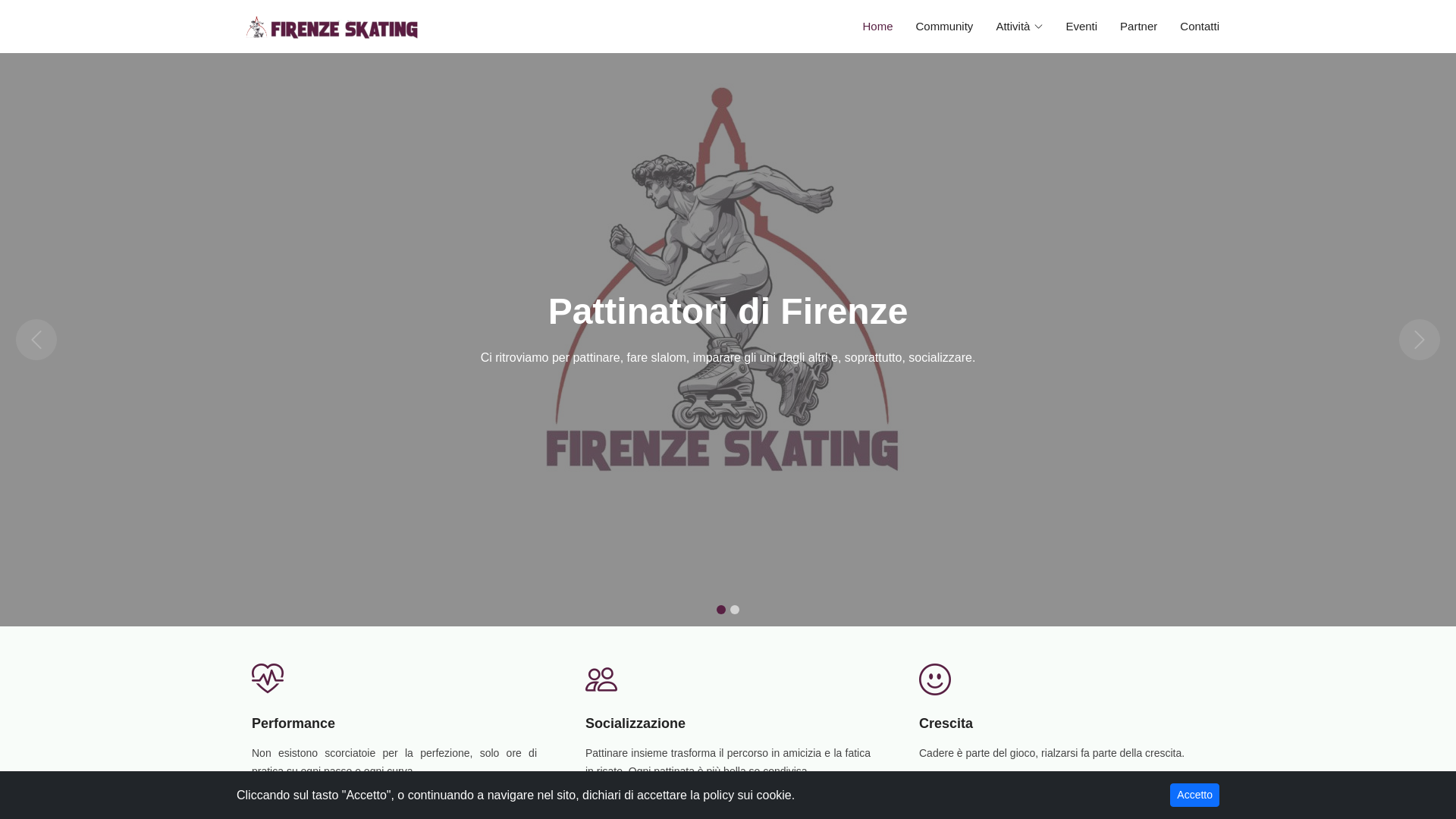 website screenshot of https://firenzeskating.it