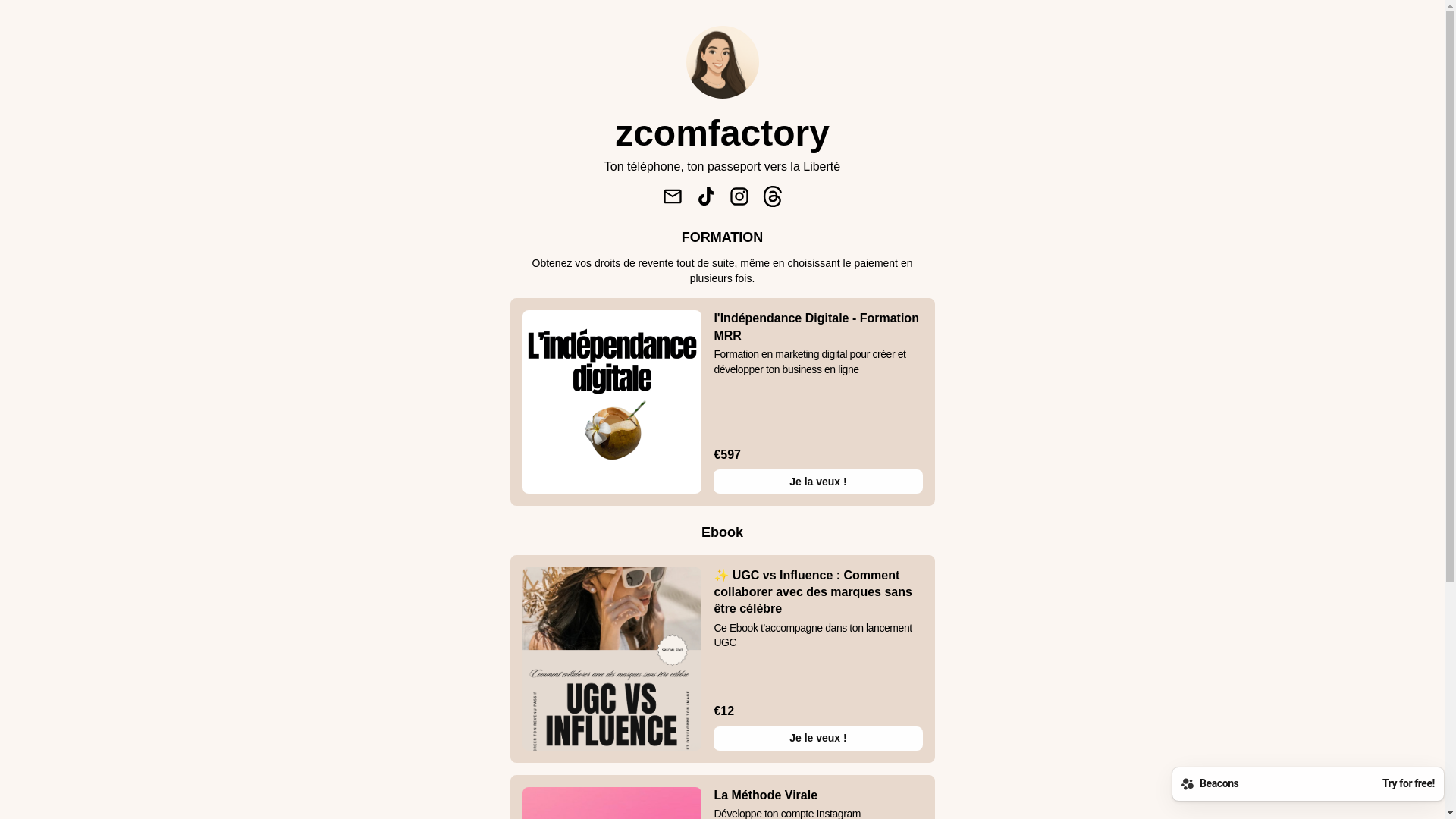 website screenshot of https://zcomfactory.com/