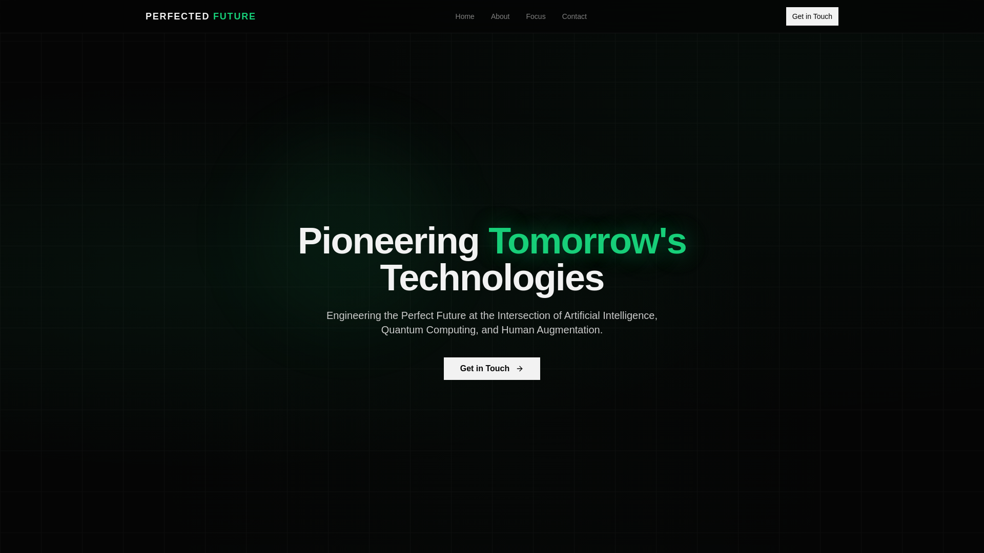 website screenshot of https://perfectedfuture.pages.dev/