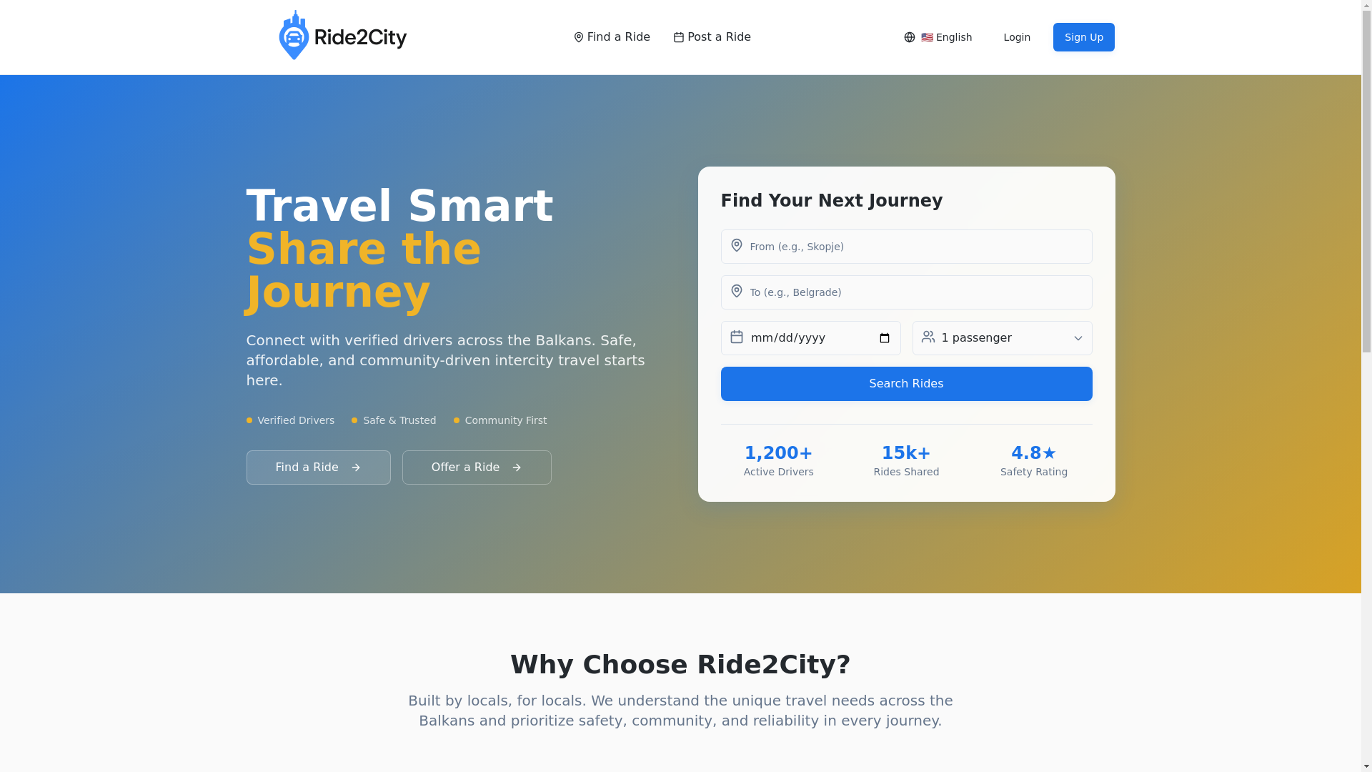website screenshot of https://ride2city.com/