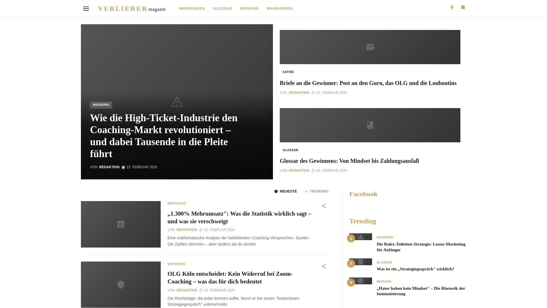 website screenshot of https://verlierermagazin.pages.dev/