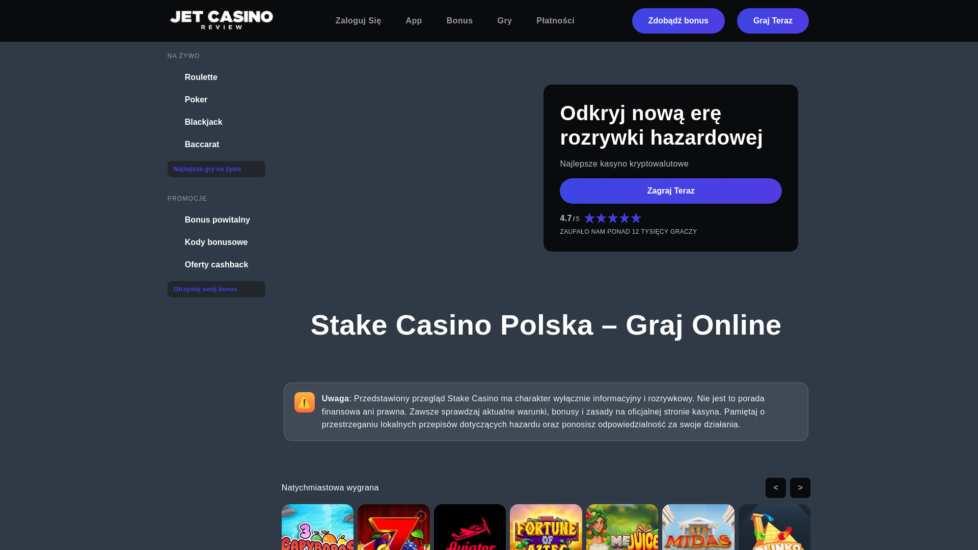 website screenshot of https://jetcasinopolska-com.pages.dev/