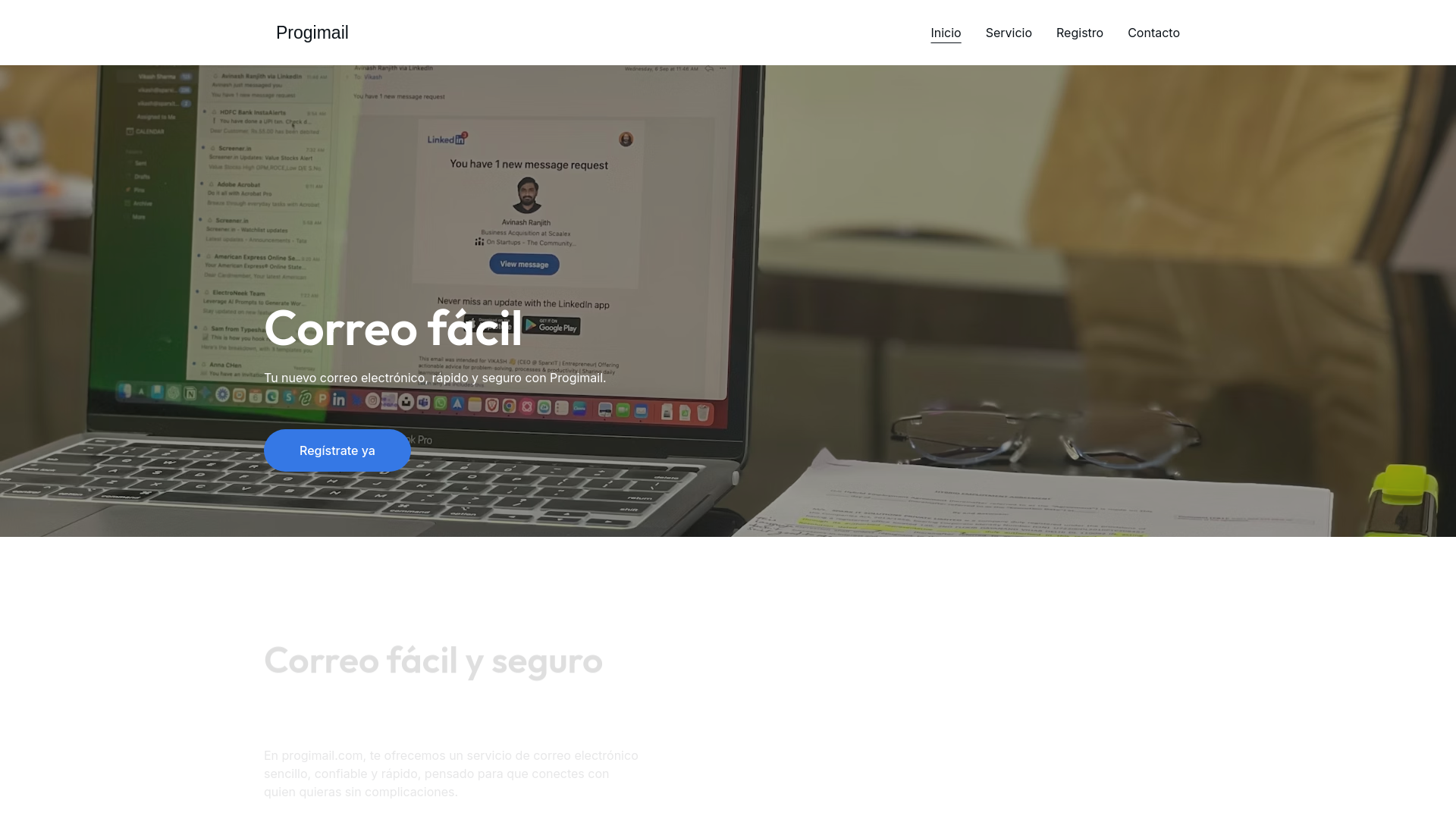 website screenshot of https://progimail.com/