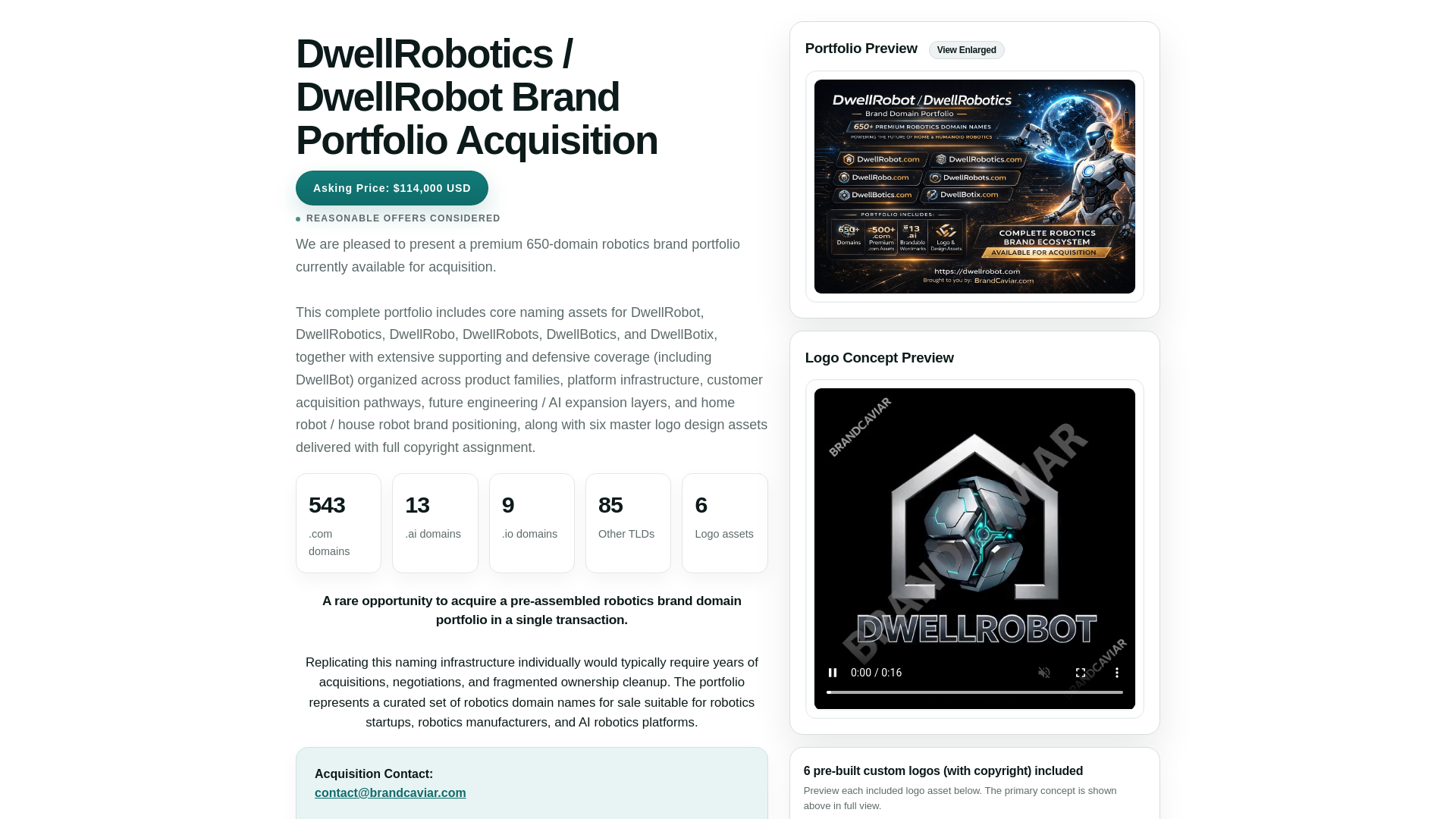 website screenshot of https://roboticdomainnames.com/