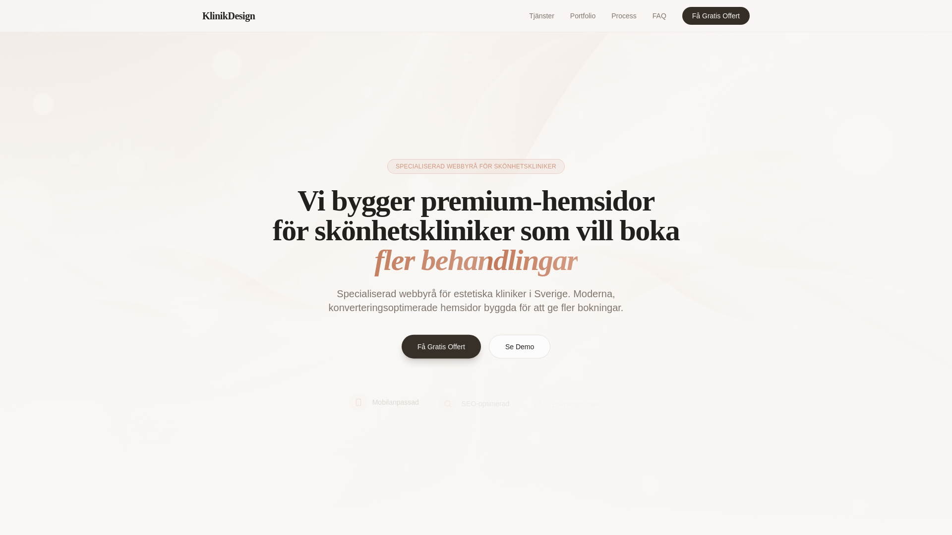 website screenshot of https://klinikdesign.se/
