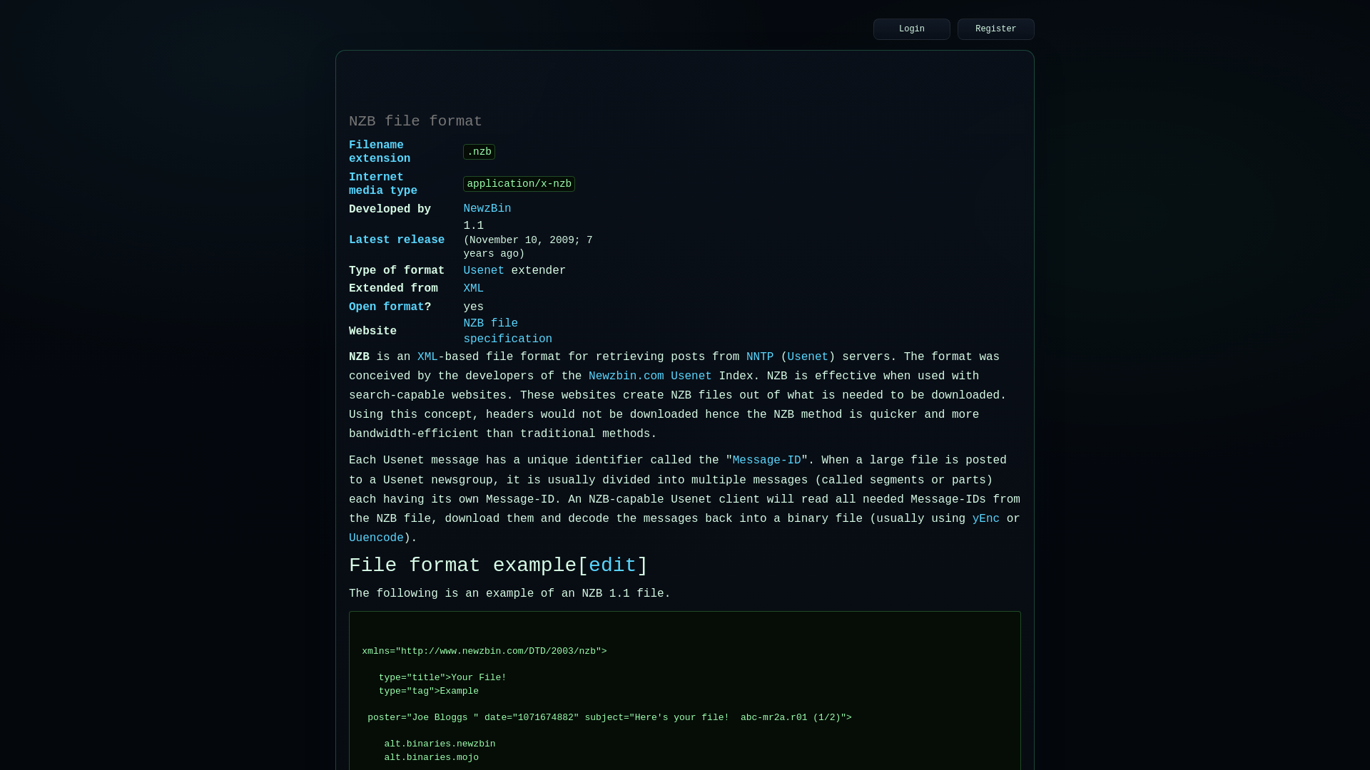 website screenshot of https://nzb.su/