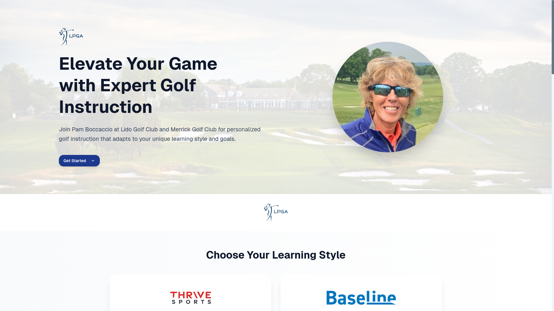 website screenshot of https://coachpamgolf.com/