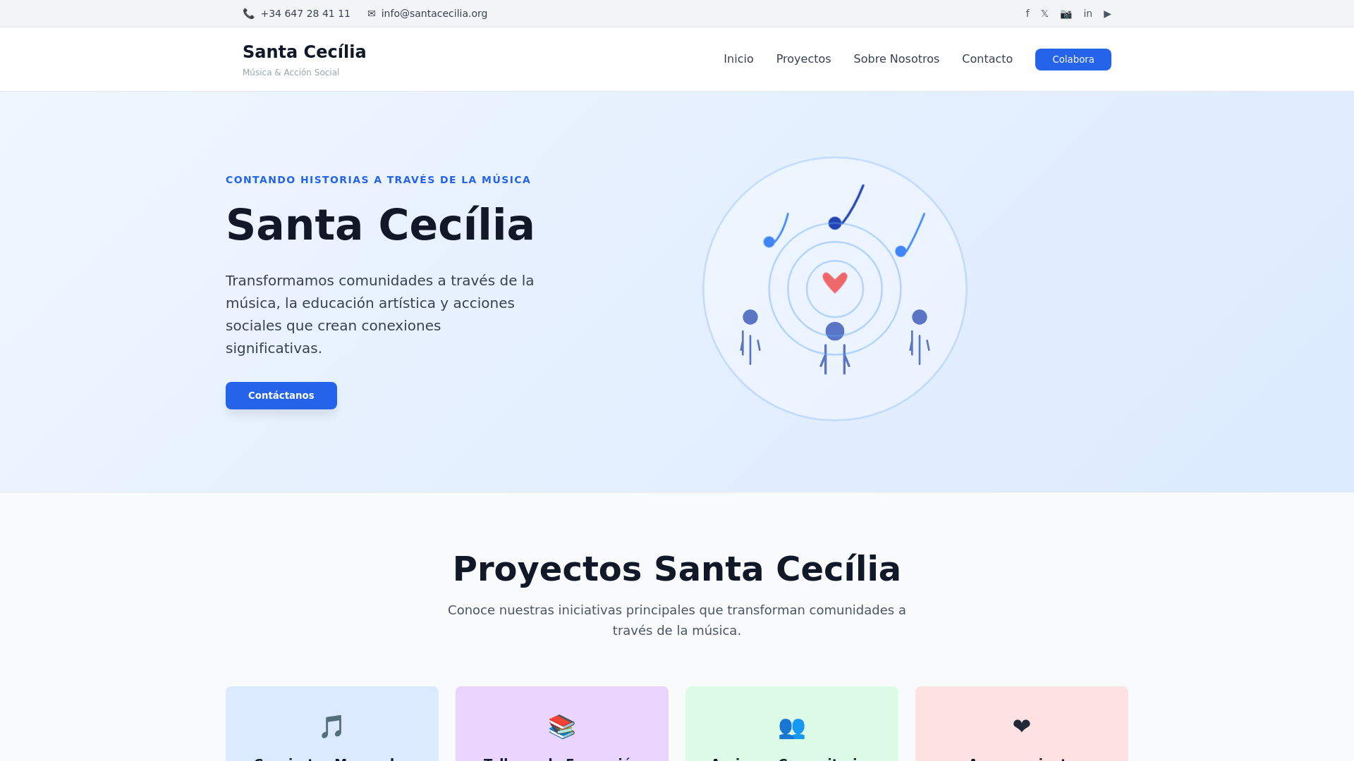 website screenshot of https://asocsantacecilia.org/