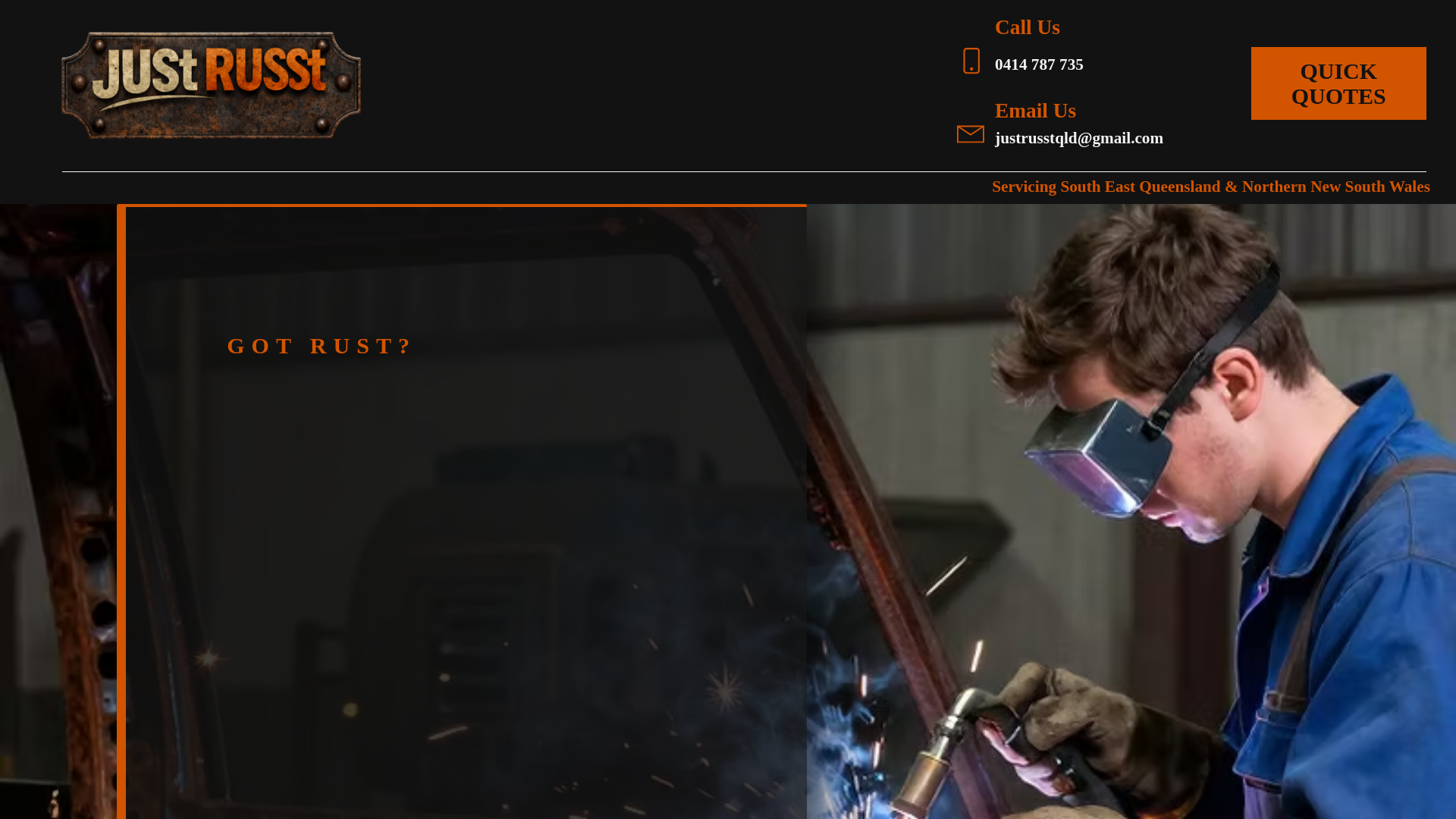 website screenshot of https://justrusst.com.au