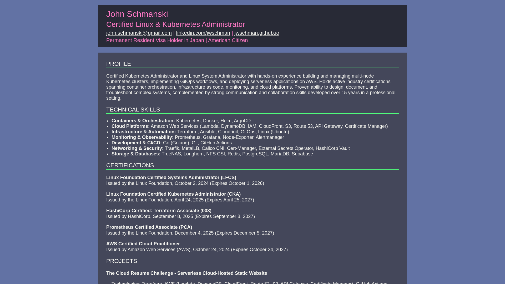 website screenshot of https://cloud-resume-challenge-zero-cost.pages.dev/