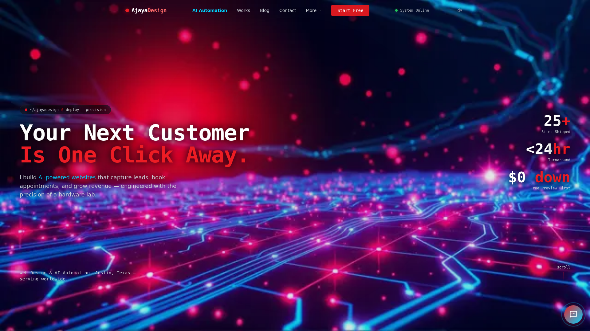 website screenshot of https://ajayadesign.com