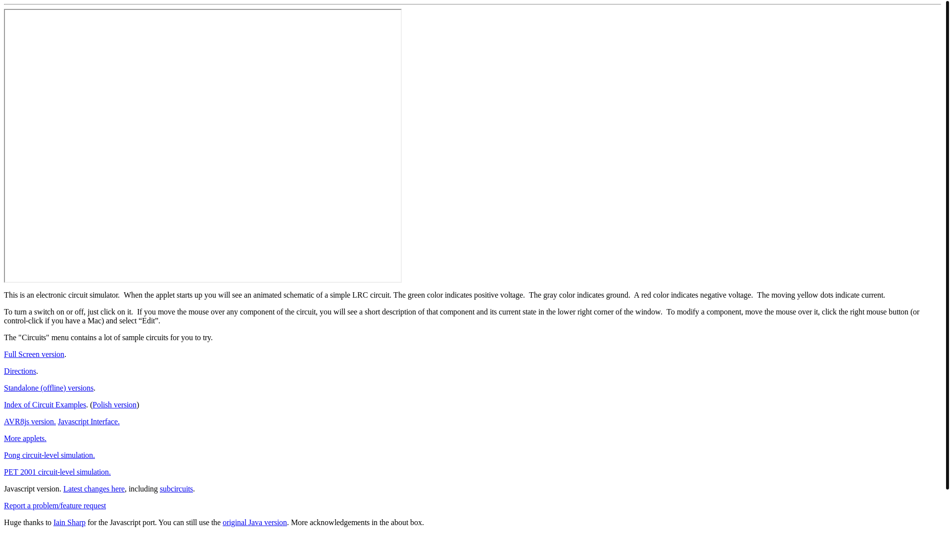 website screenshot of https://www.falstad.com/circuit/