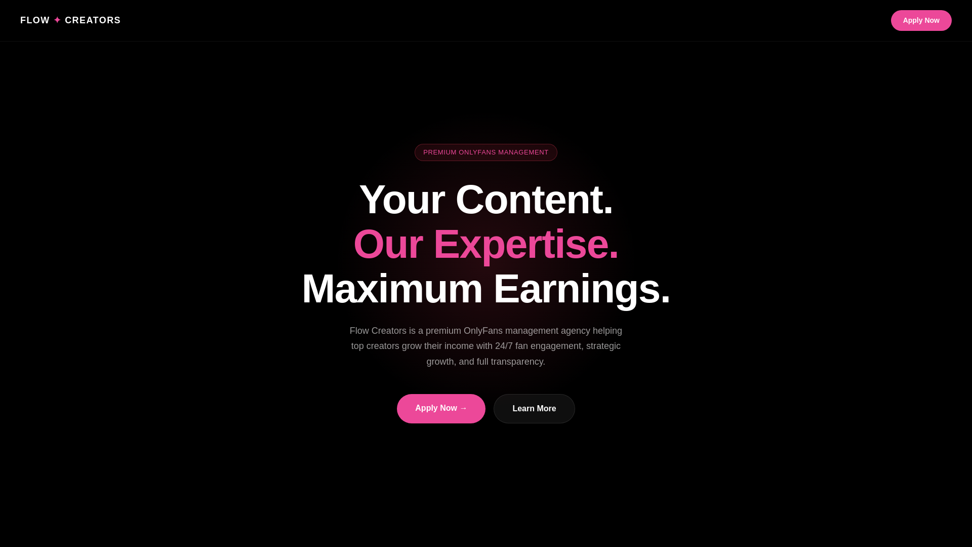 website screenshot of https://flowcreatorsagency.com