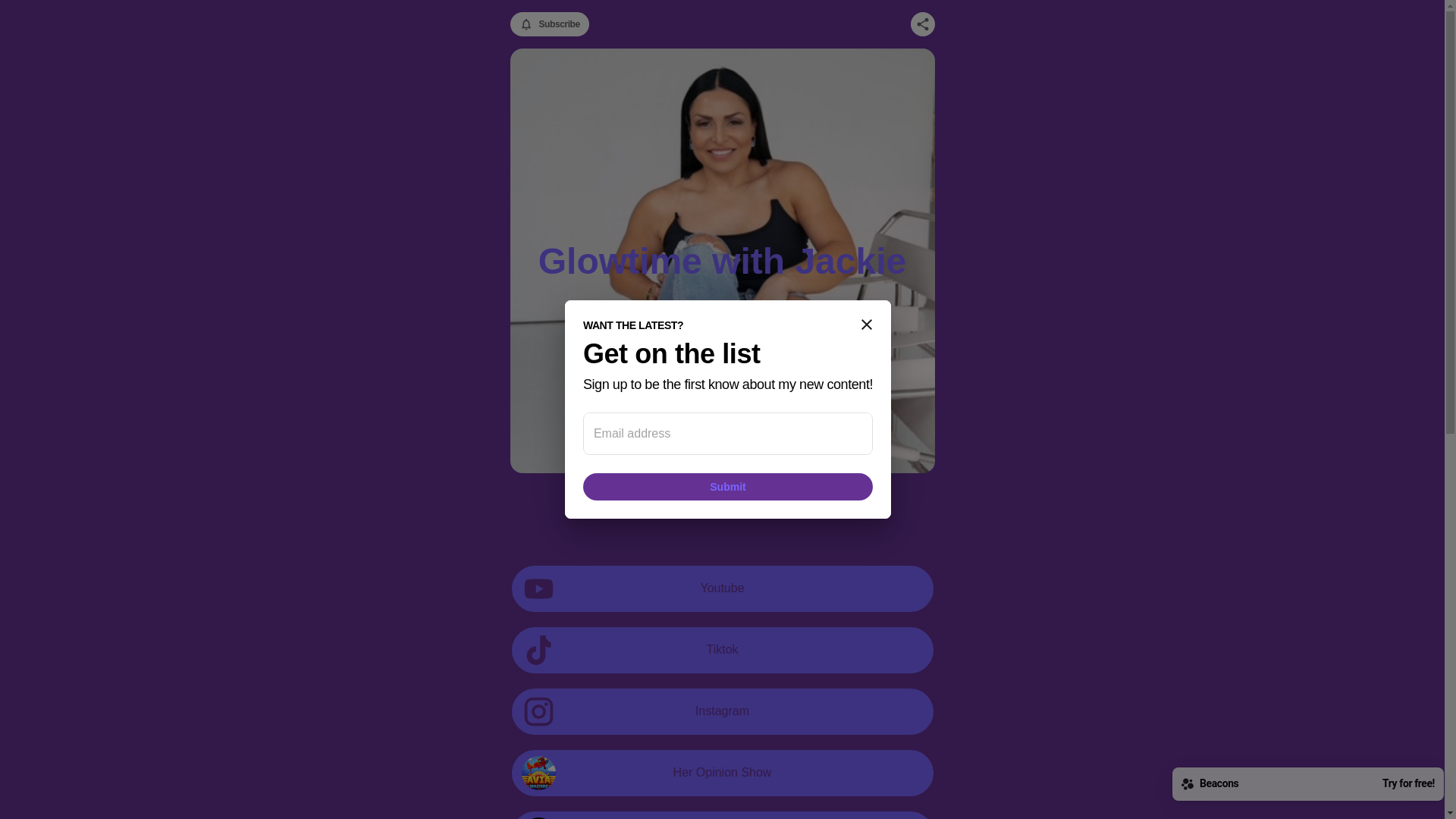 website screenshot of https://glowtimewithjackie.com/