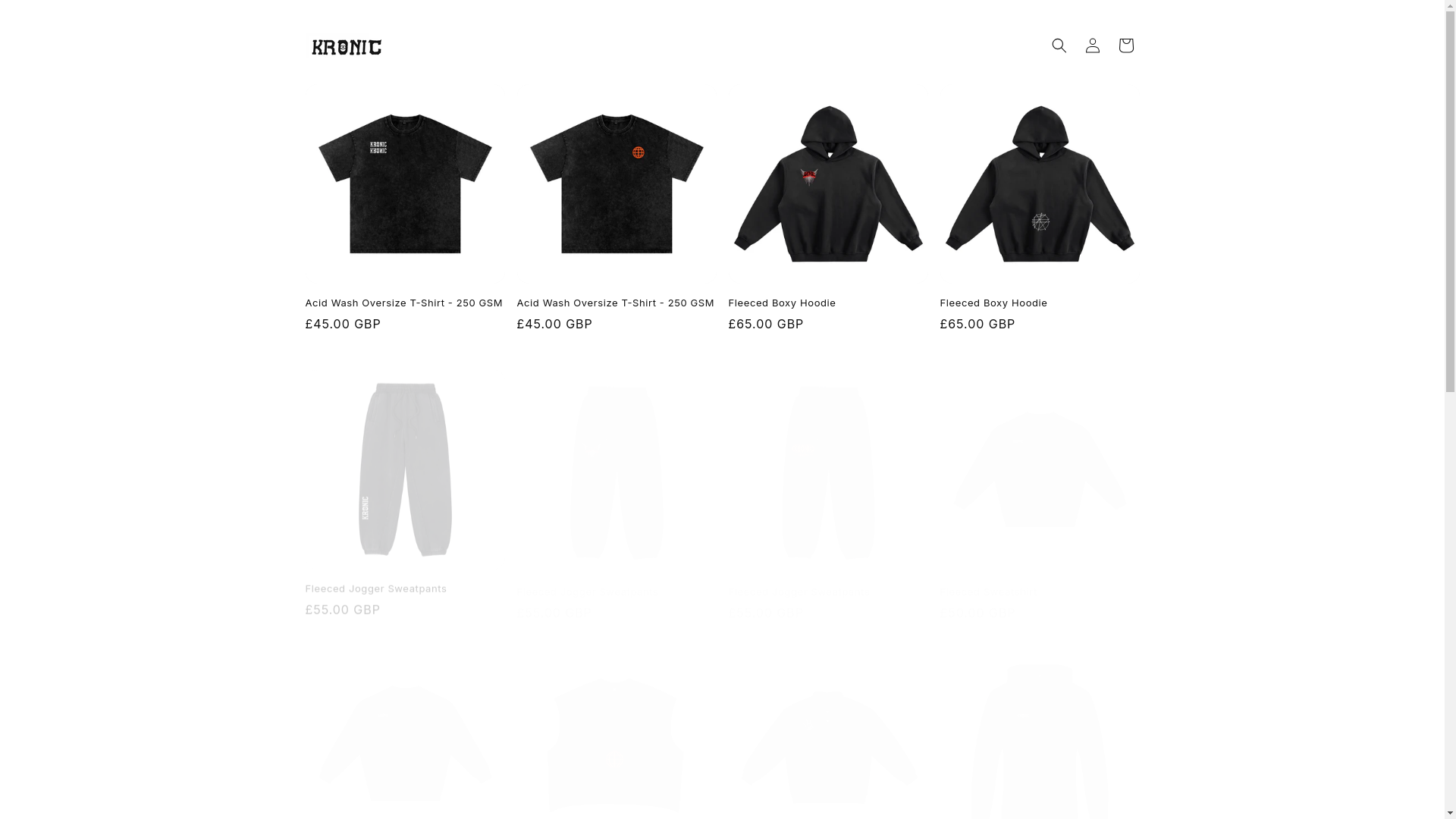 website screenshot of https://kronicstreetwear.com/