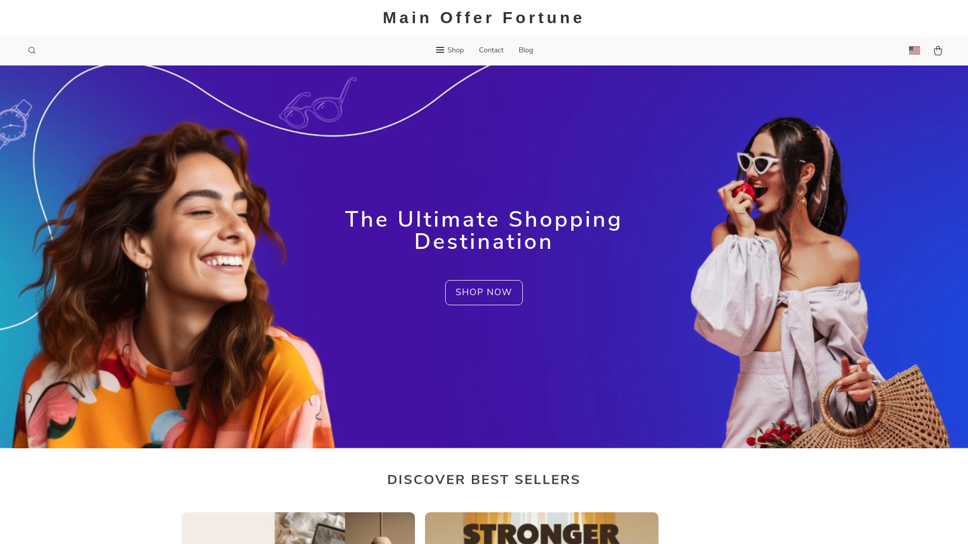 website screenshot of https://mainofferfortune.shop/
