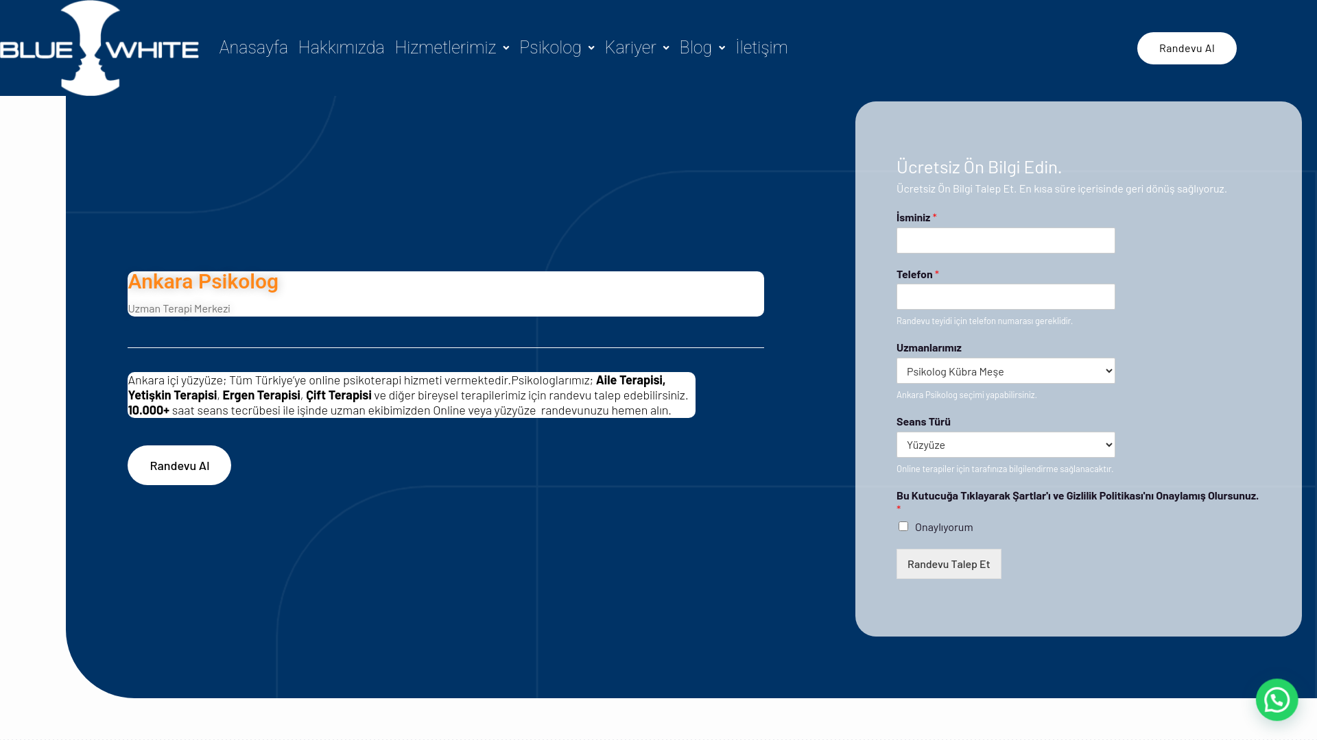 website screenshot of https://ankarauzmanterapi.com