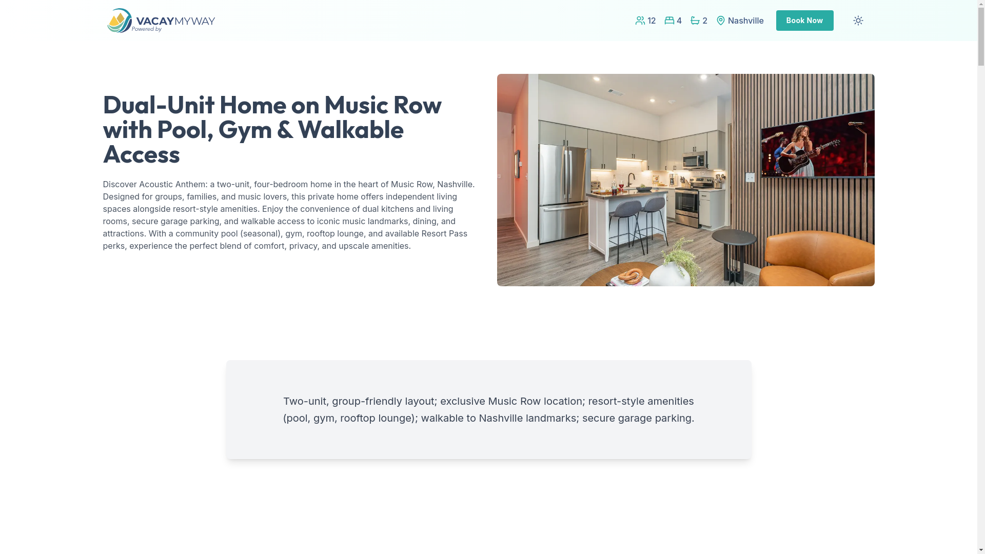 website screenshot of https://groovenashville.vacations/