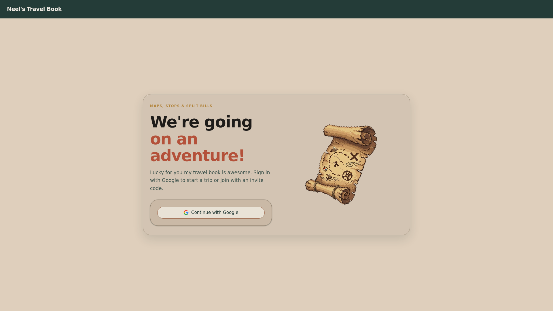 website screenshot of https://neelstravelapp.com