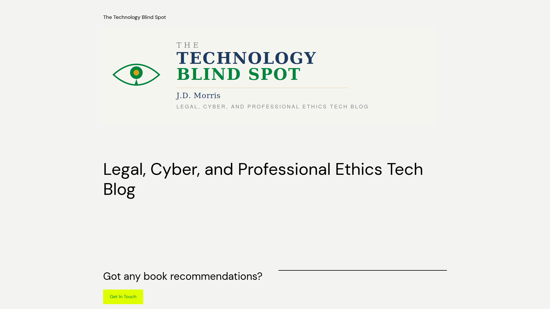 website screenshot of https://technologyblindspot.com/