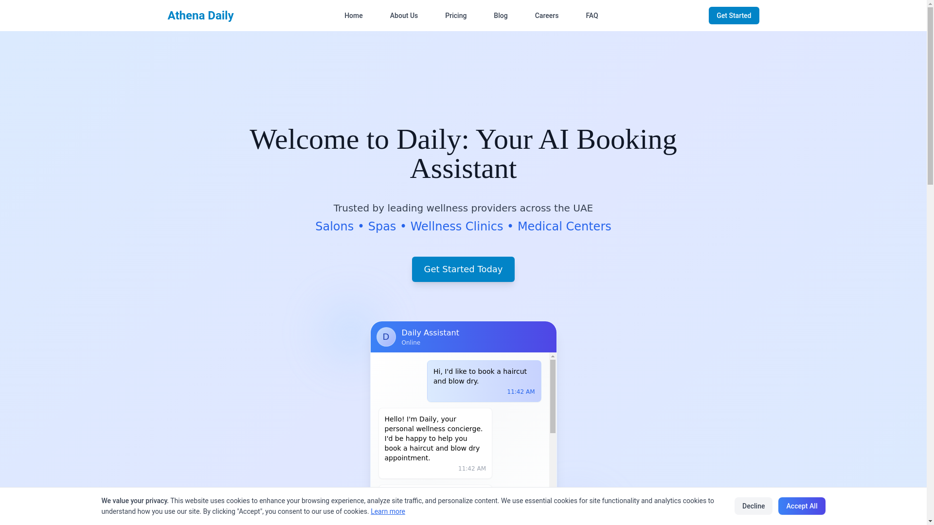 website screenshot of https://athena-daily-landing.pages.dev/