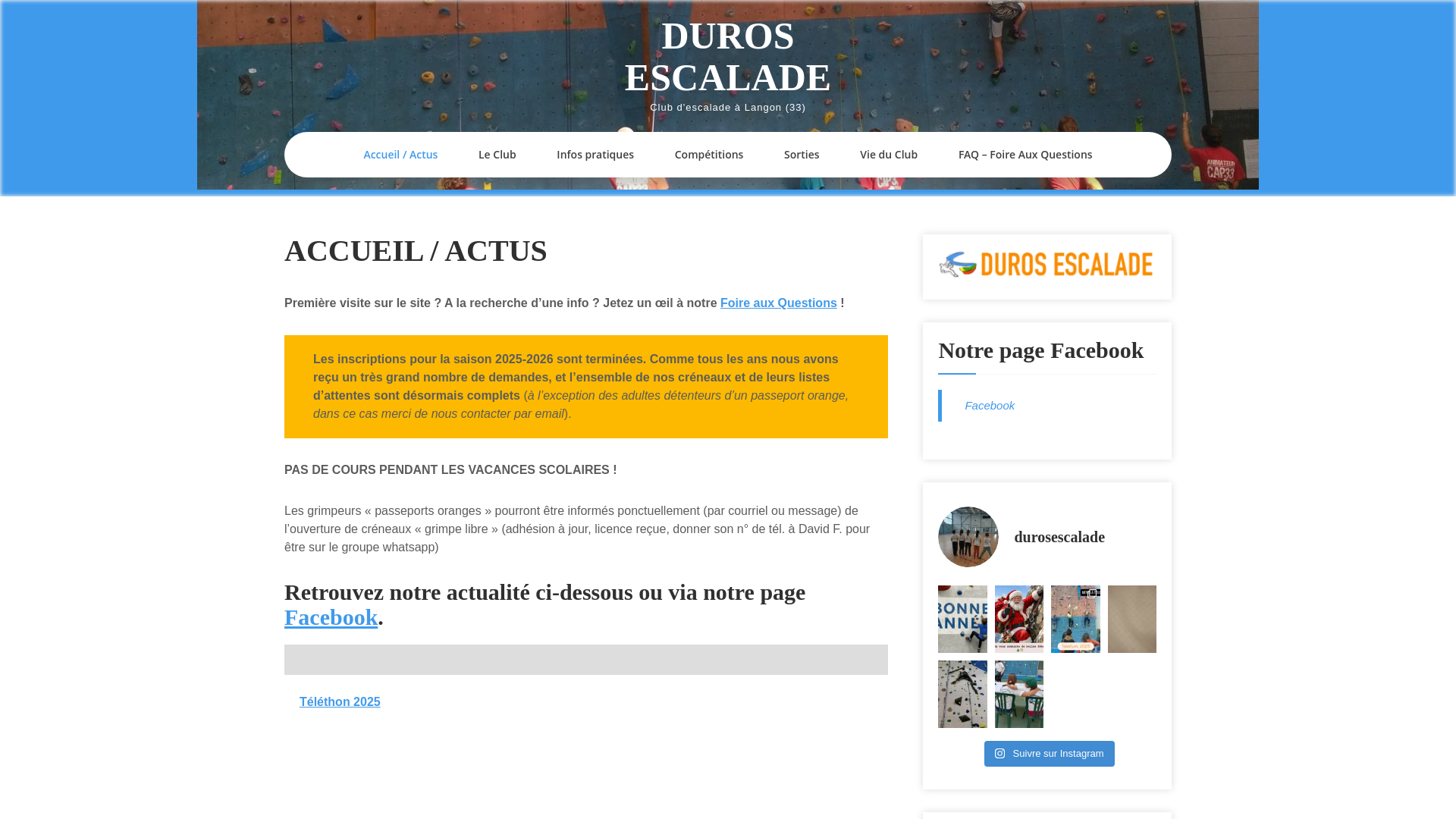 website screenshot of https://duros-escalade.com