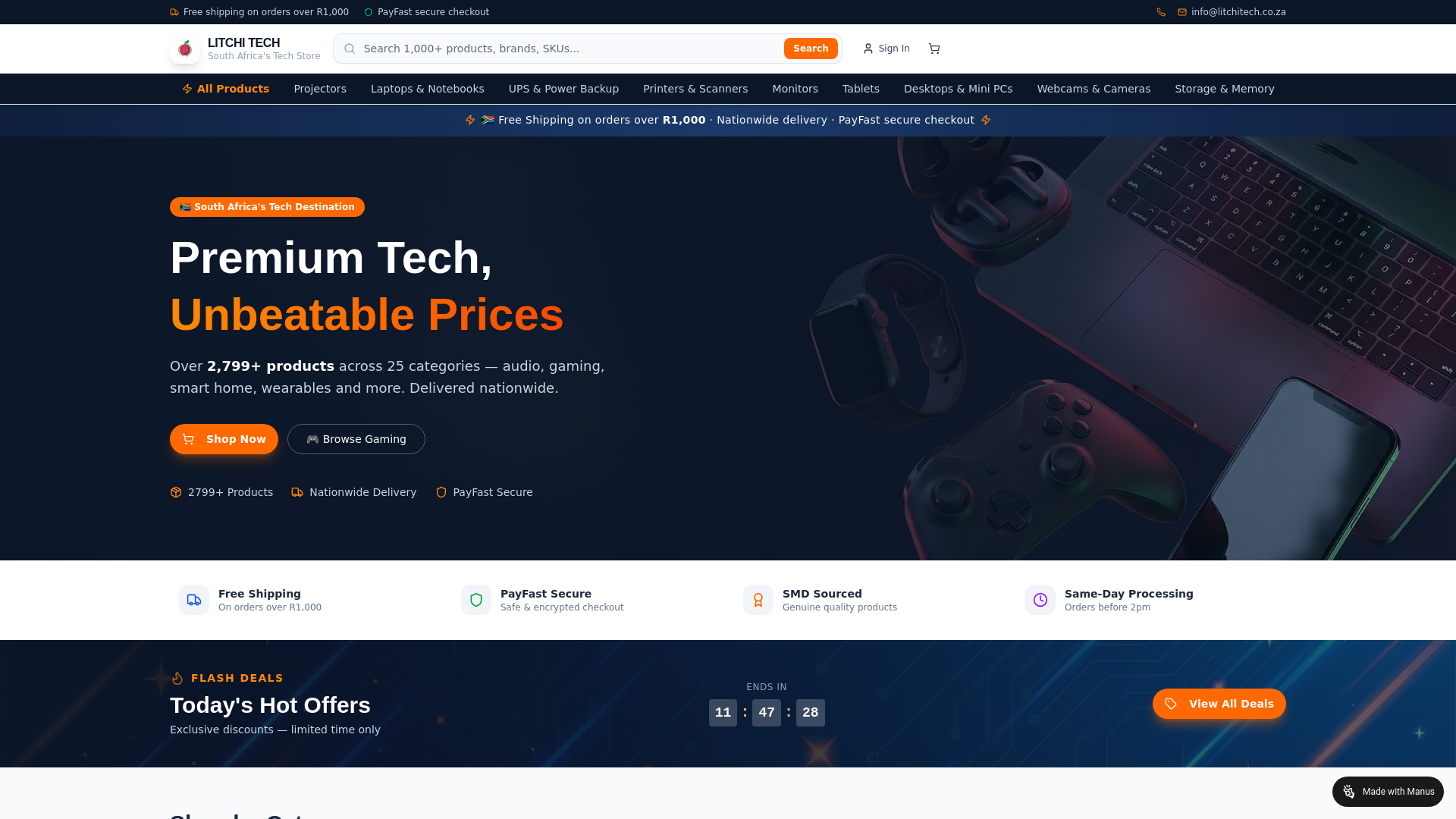website screenshot of https://litchitech.co.za