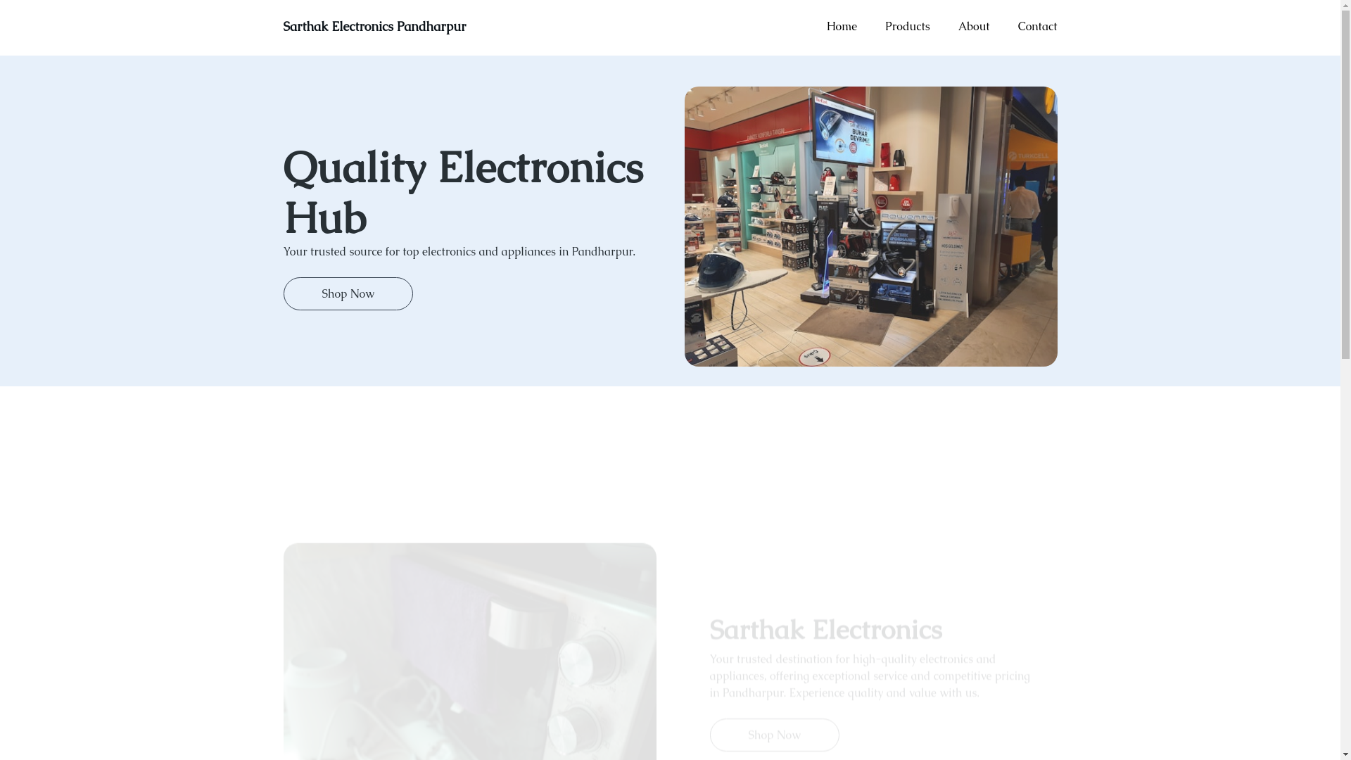website screenshot of https://sarthakelectronicspandharpur.shop/