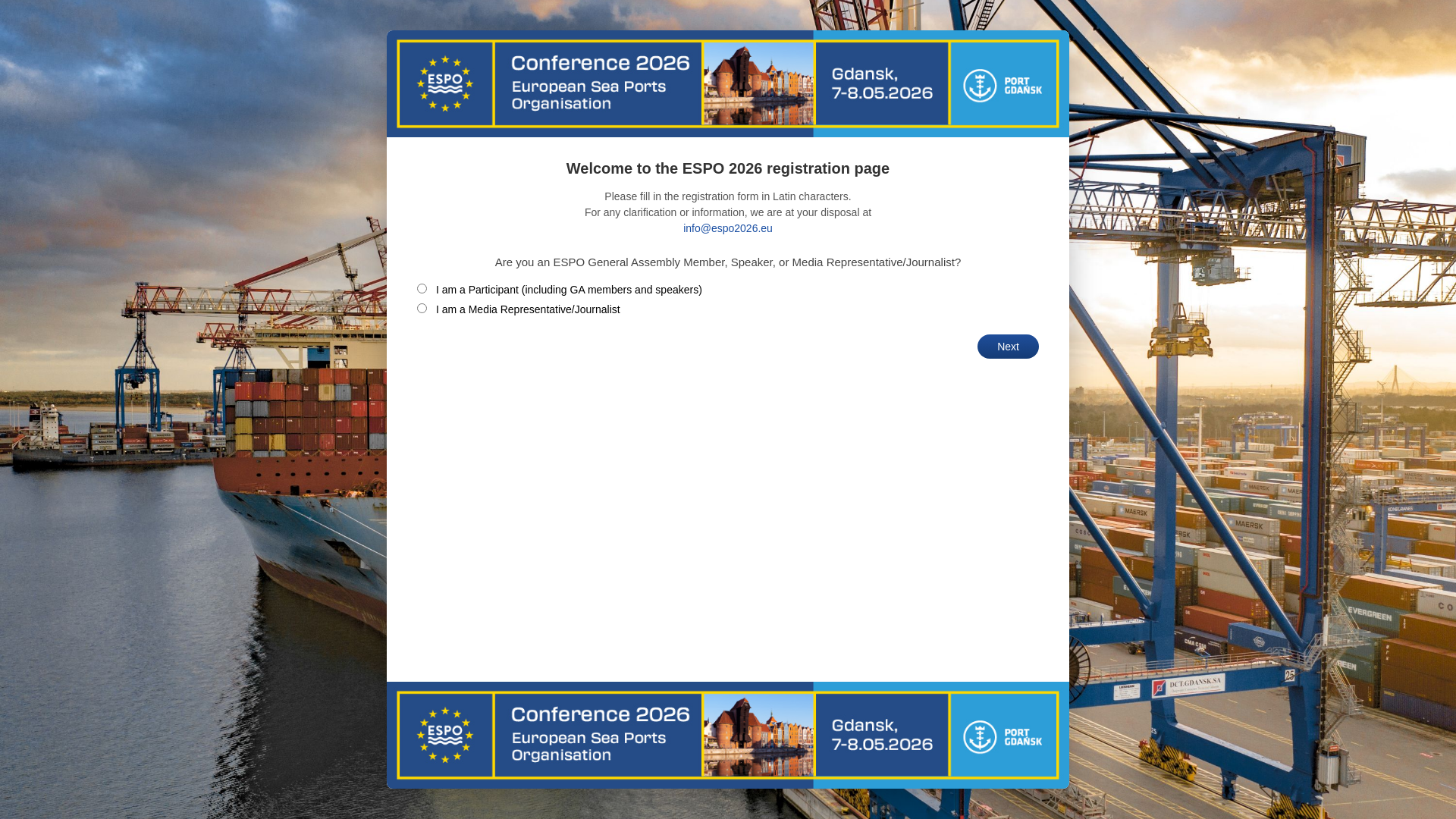 website screenshot of https://espo2026.eu