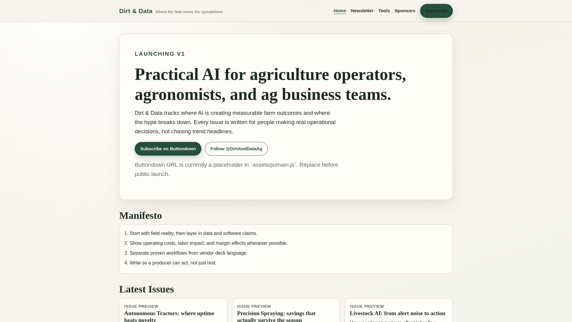 website screenshot of https://dirt-and-data-site.pages.dev/