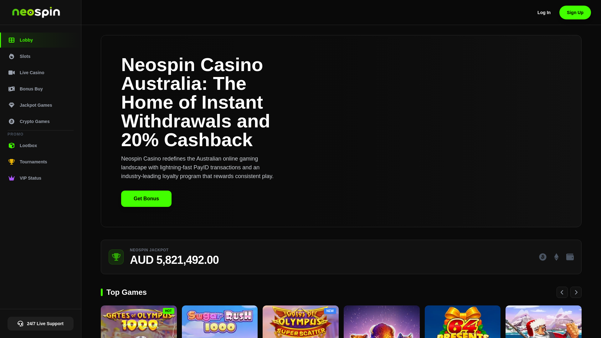 website screenshot of https://neospin-casino-official-pokies-online.ink/