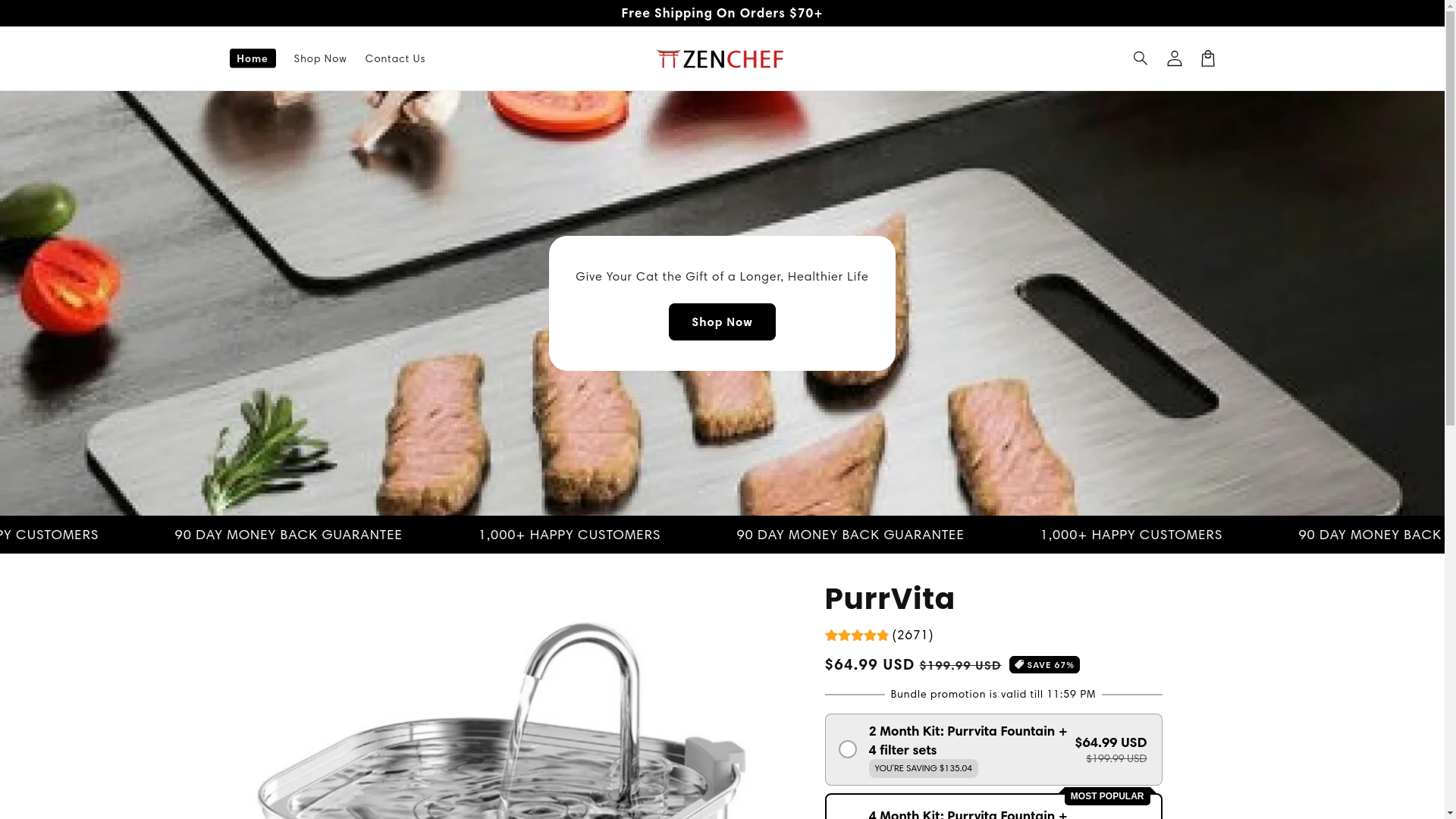 website screenshot of https://tryzenchef.com/