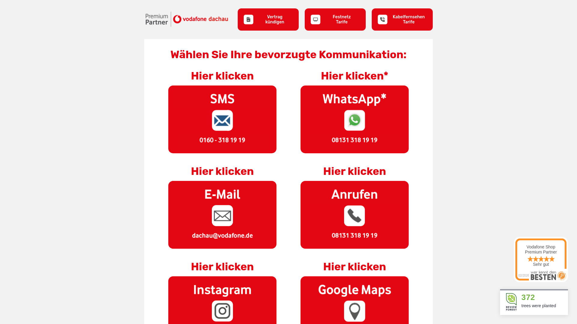 website screenshot of https://vodafone-dachau.de/