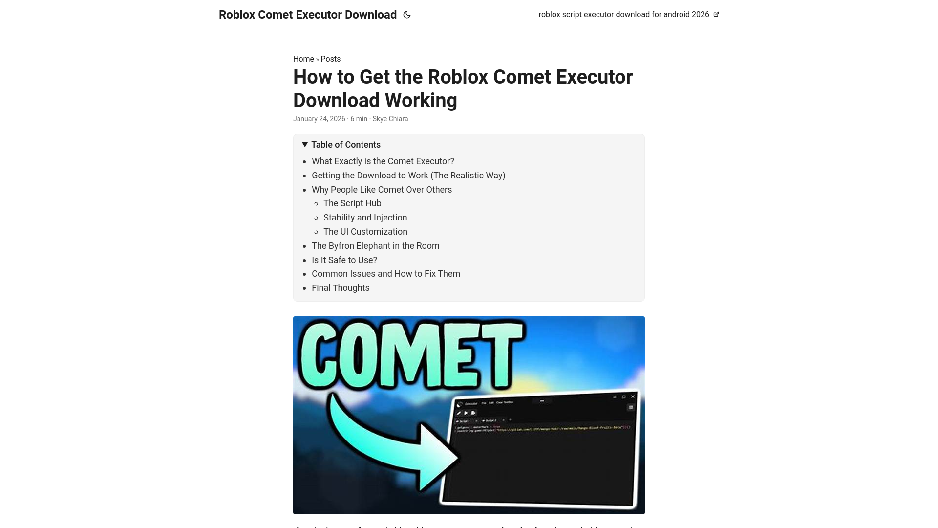 website screenshot of https://roblox-comet-executor-download.pages.dev/