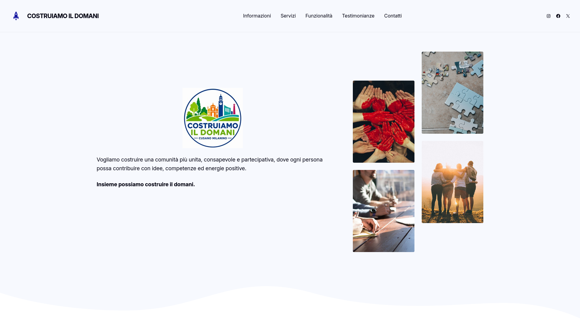 website screenshot of https://costruiamoildomani.it/