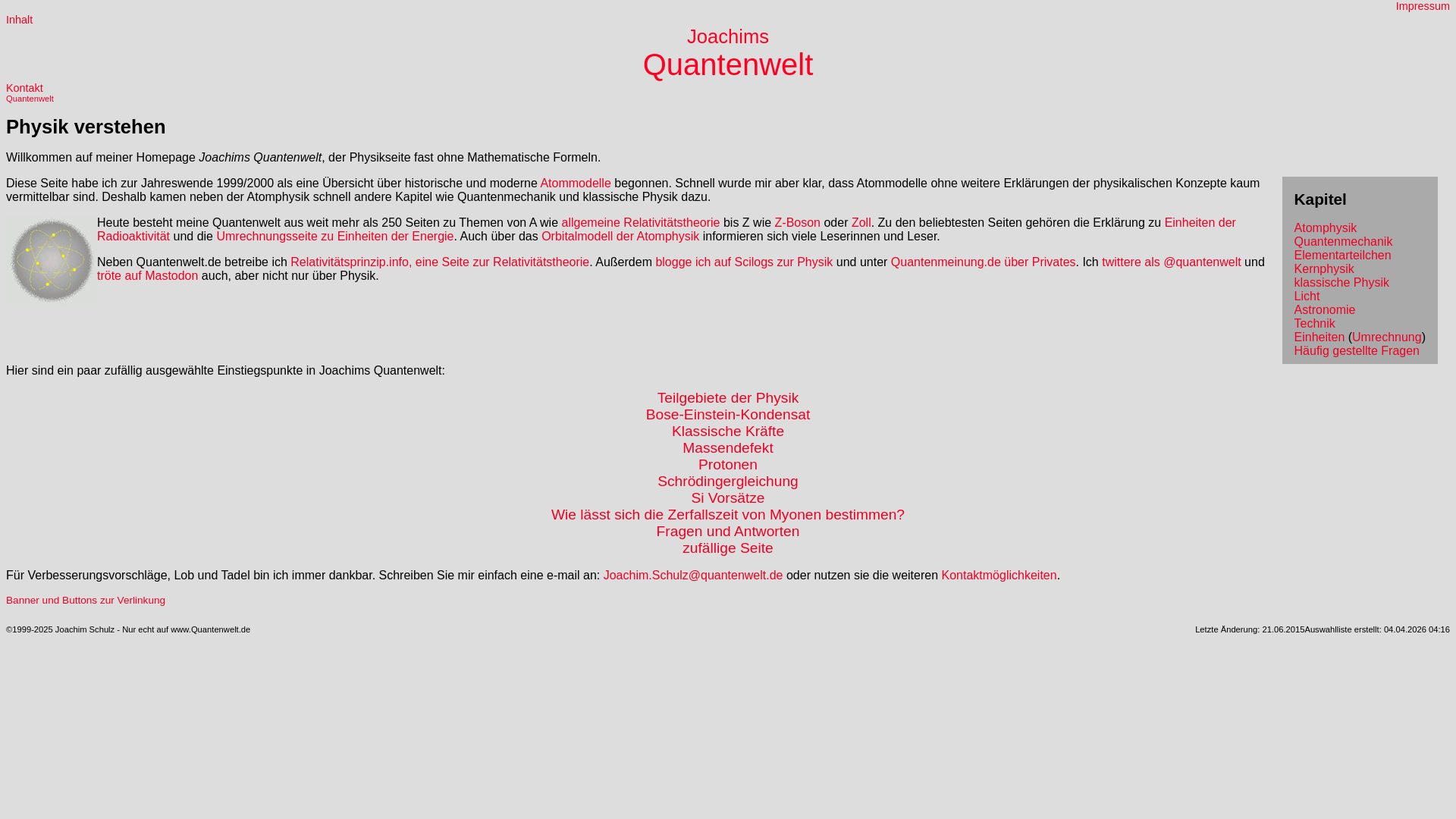 website screenshot of https://quantenwelt.de