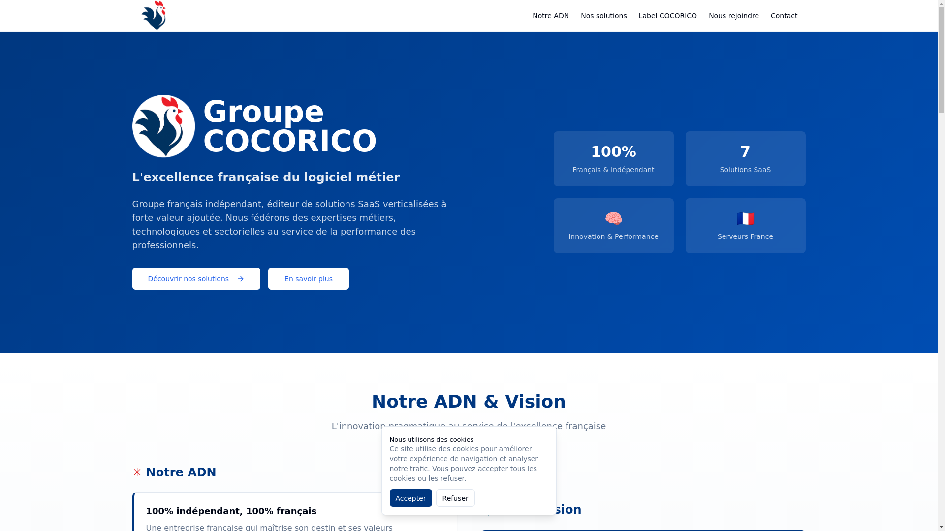 website screenshot of https://cocorico-group.com/