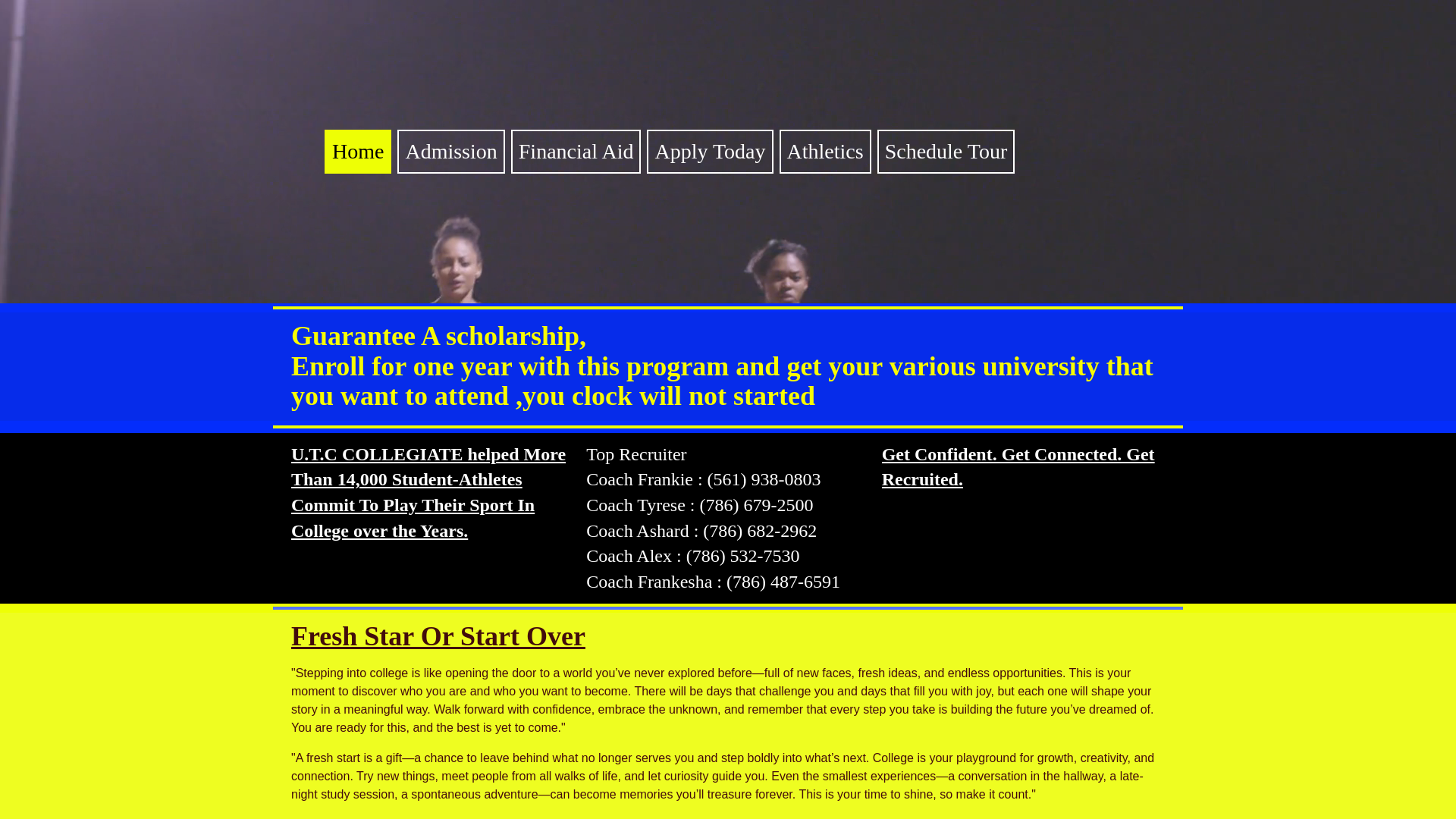 website screenshot of https://utc-collegiatetracknfield.org