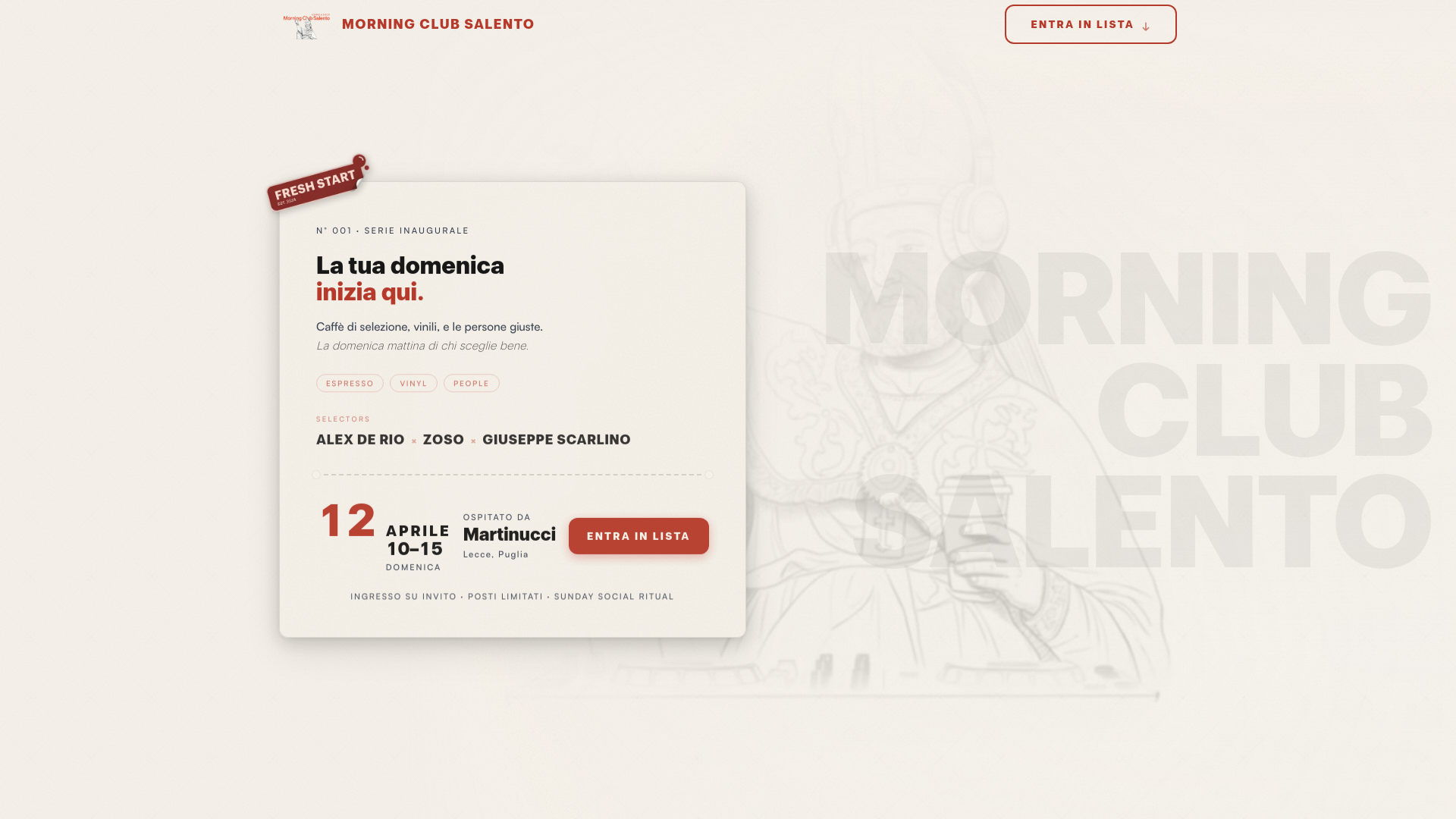 website screenshot of https://morningclubsalento.it