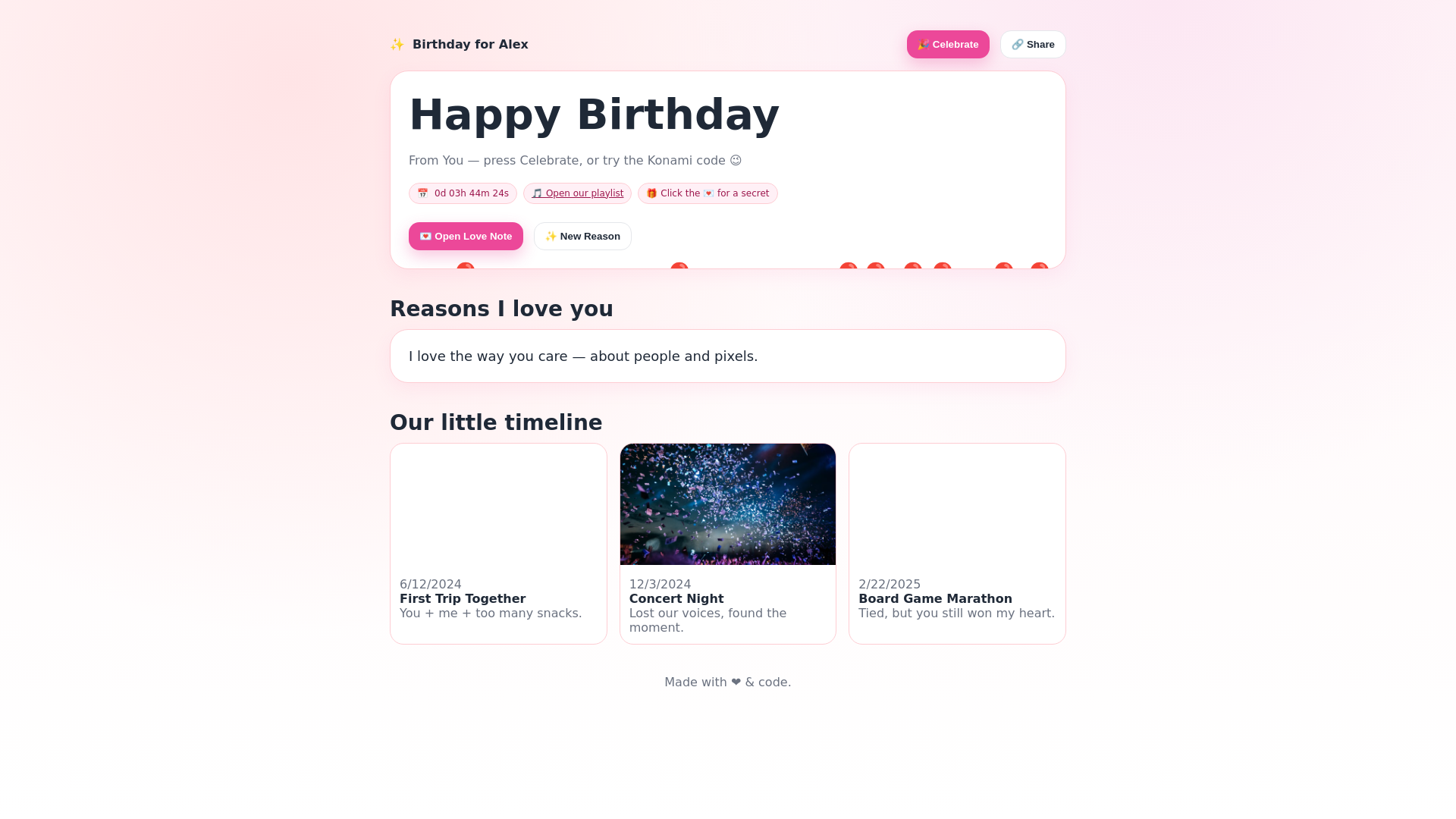 website screenshot of https://arjans-geburtstag.pages.dev/