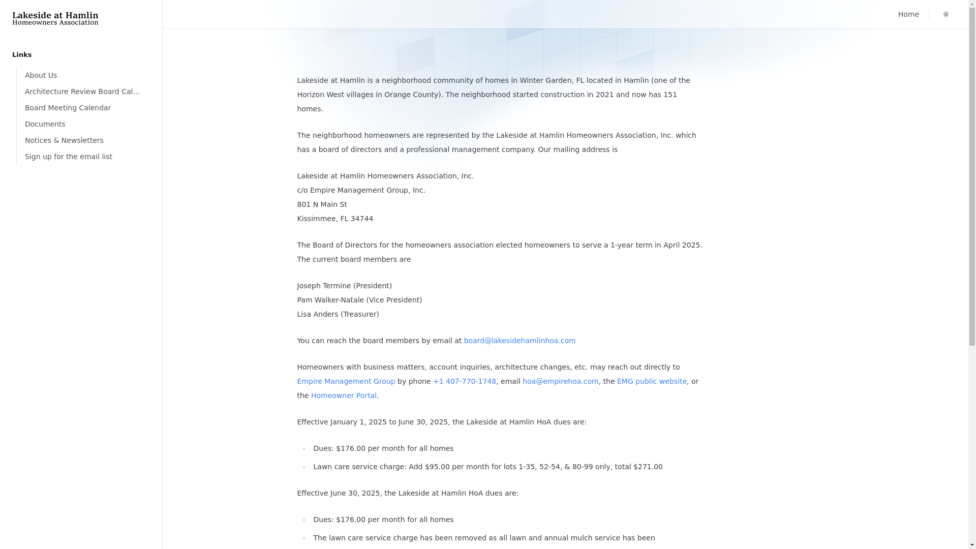 website screenshot of https://lakesidehamlinhoa.pages.dev/